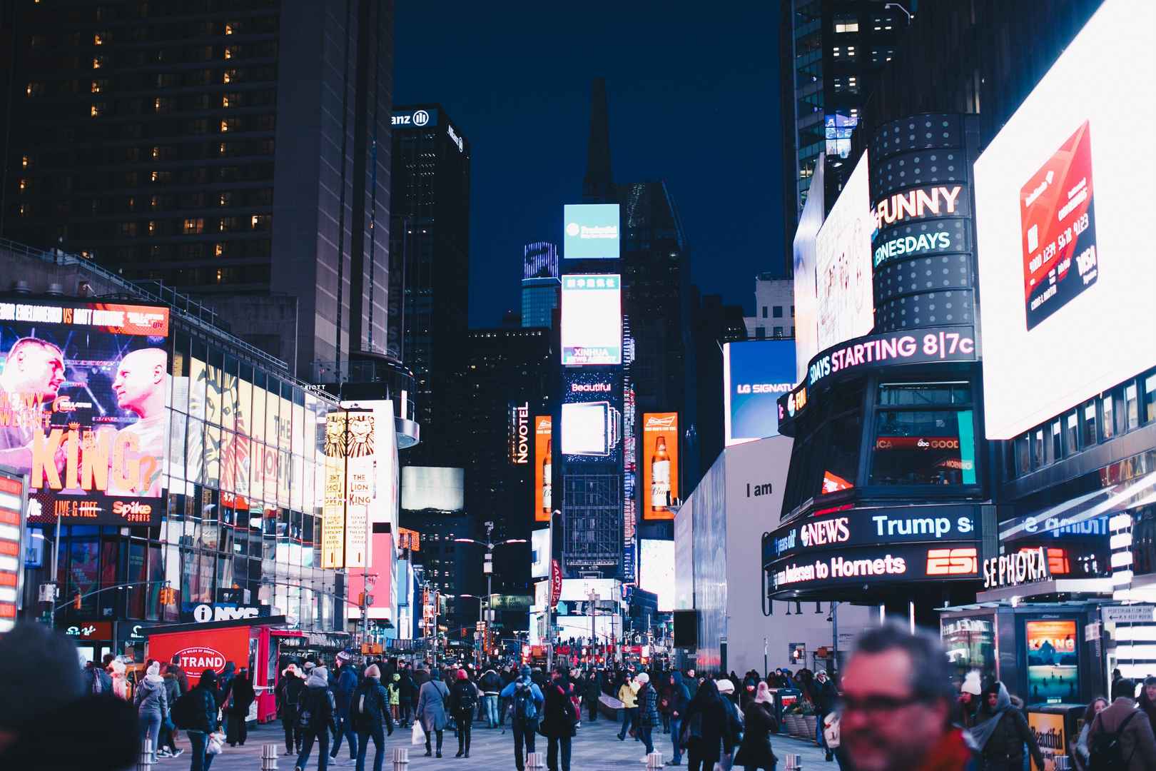 纽约时代广场夜景图片-