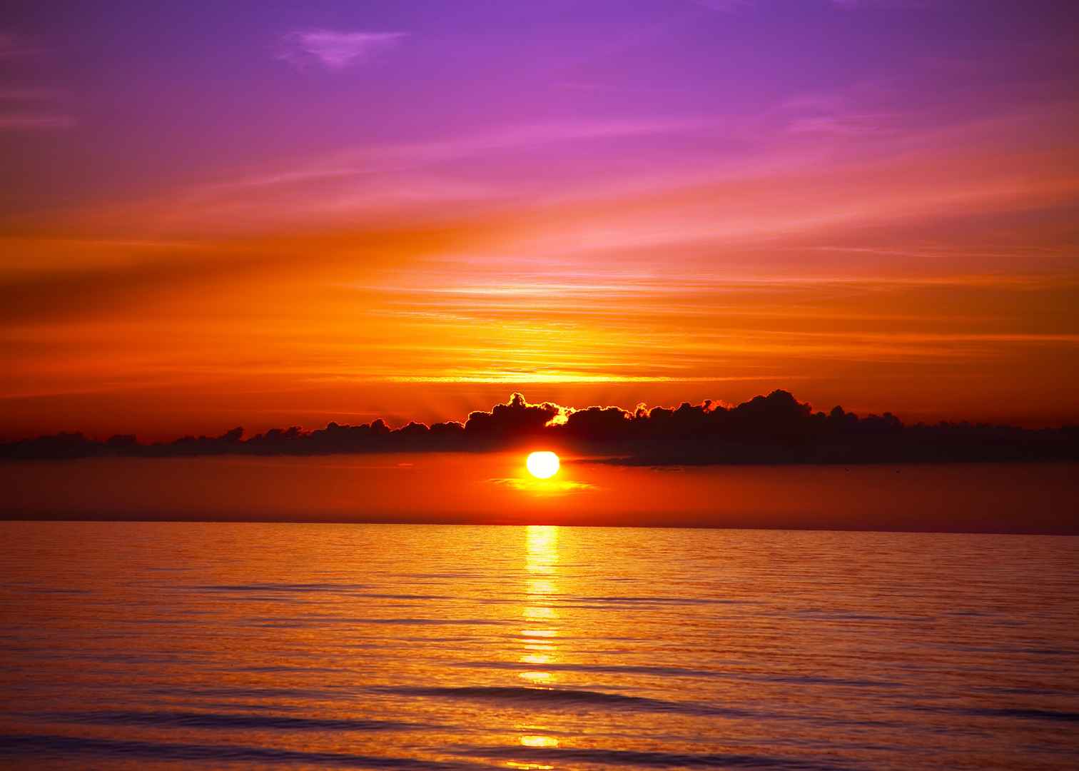 海平面日落美景图片-