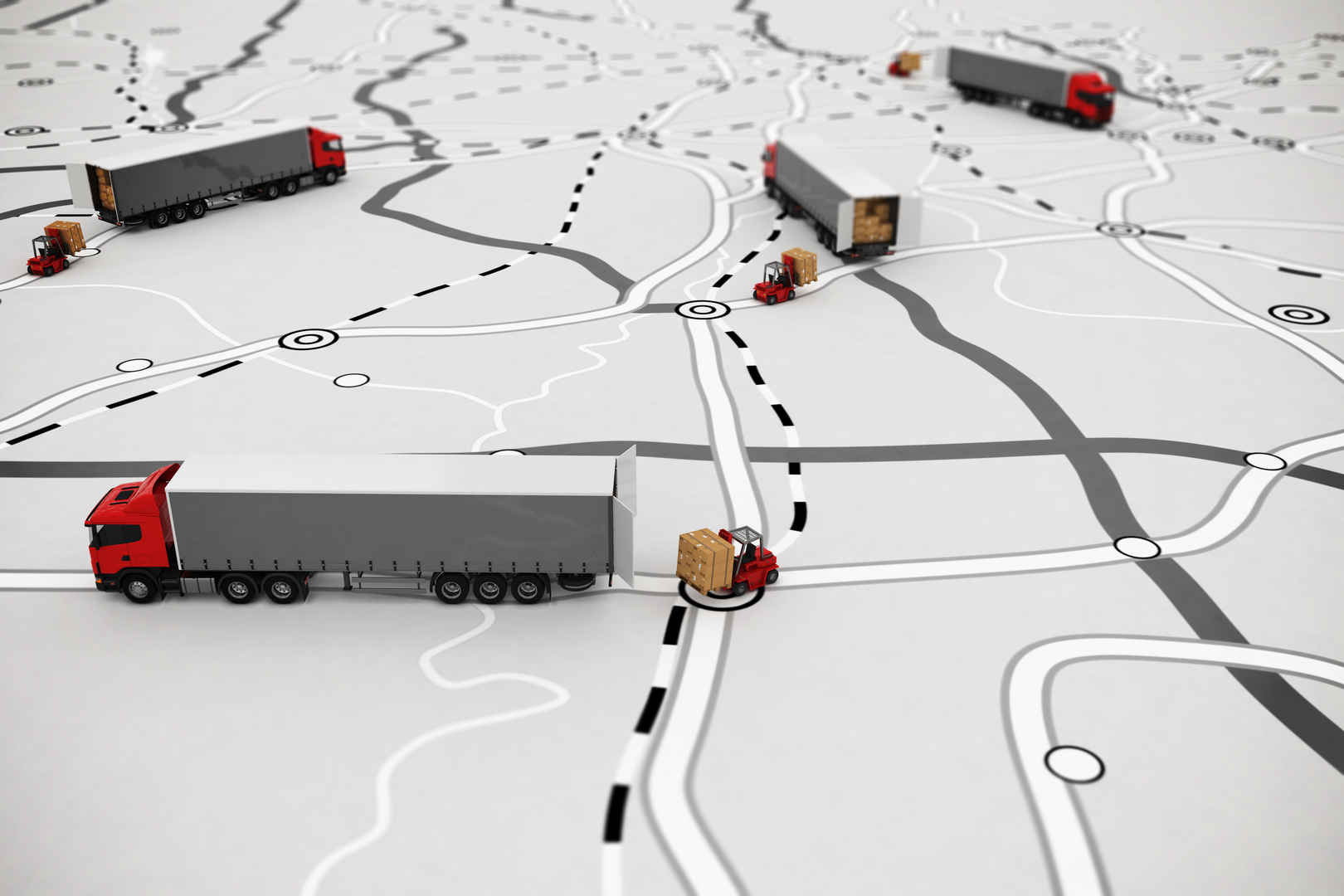 智慧物流平台卡车路线物流运输图
