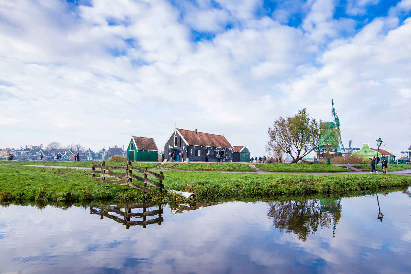 荷兰桑斯安斯的风车风景图片-