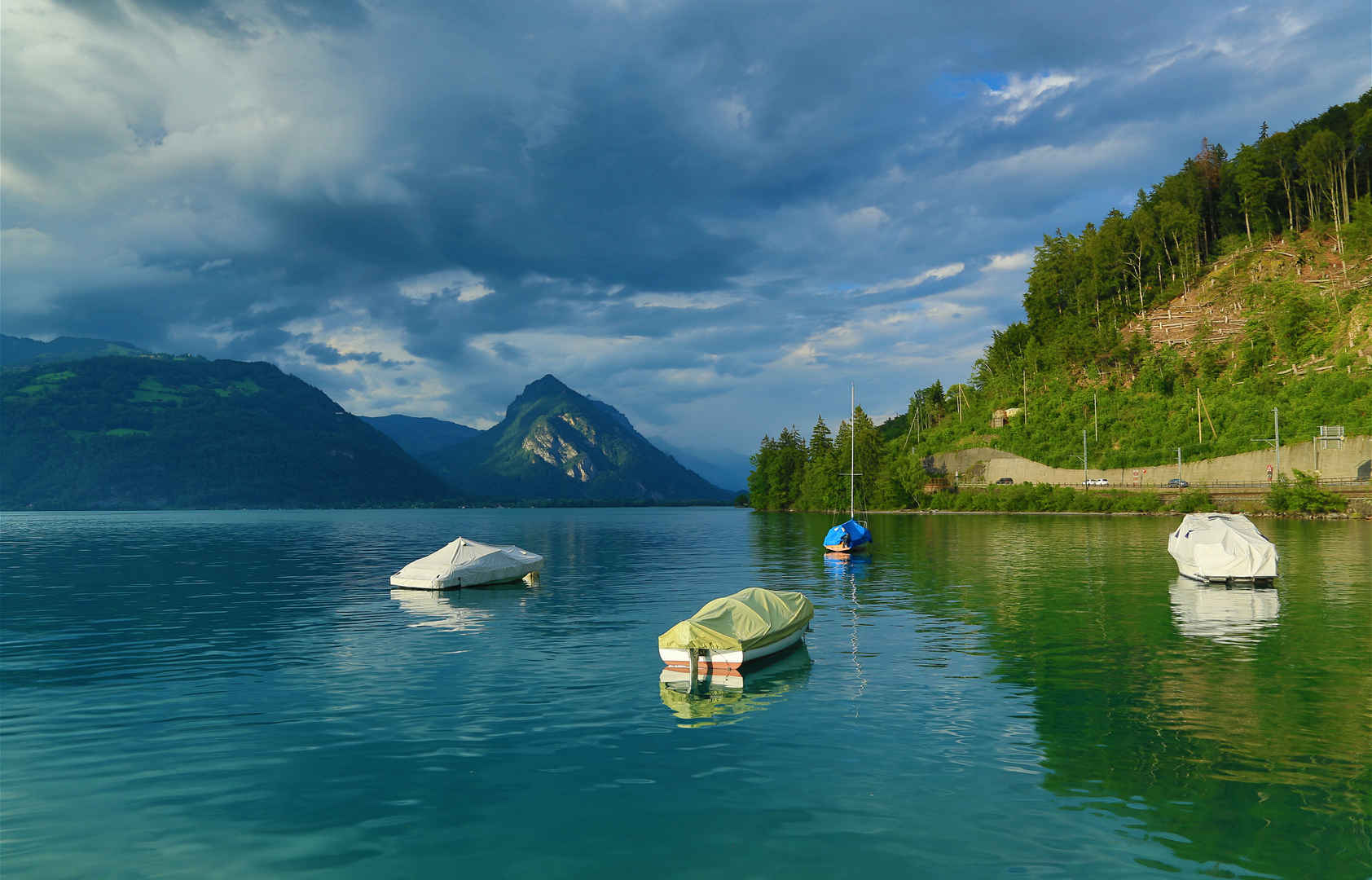 瑞士图恩湖风景图片-