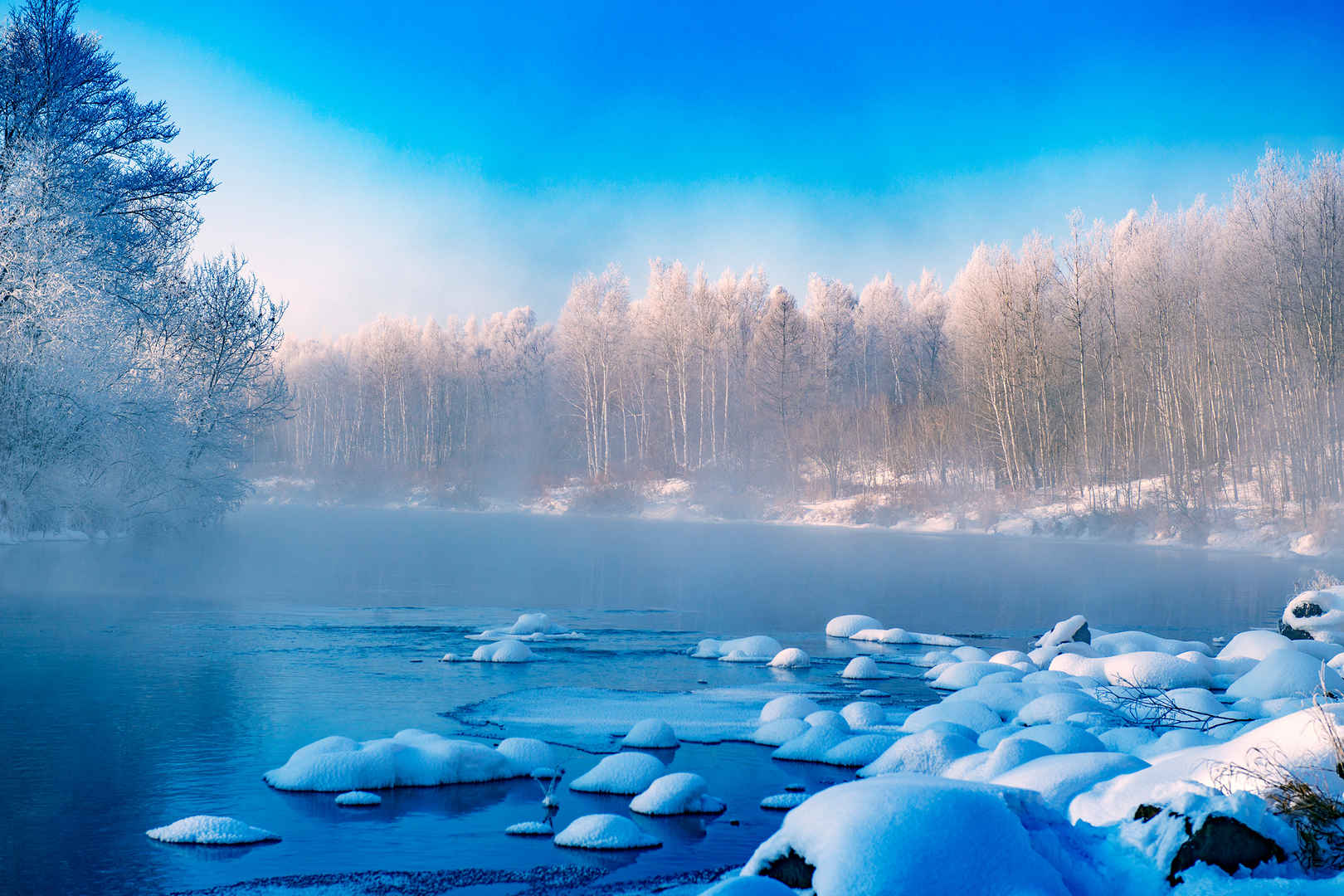 黑龙江库尔滨河的冬天壁纸图片-