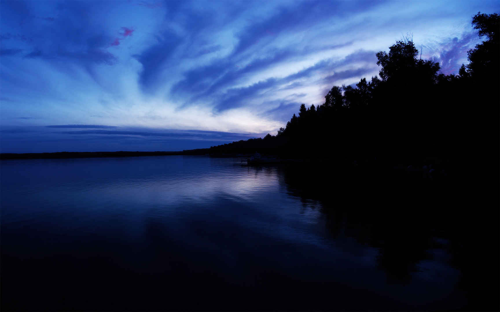黄昏 夜空 湖泊壁纸