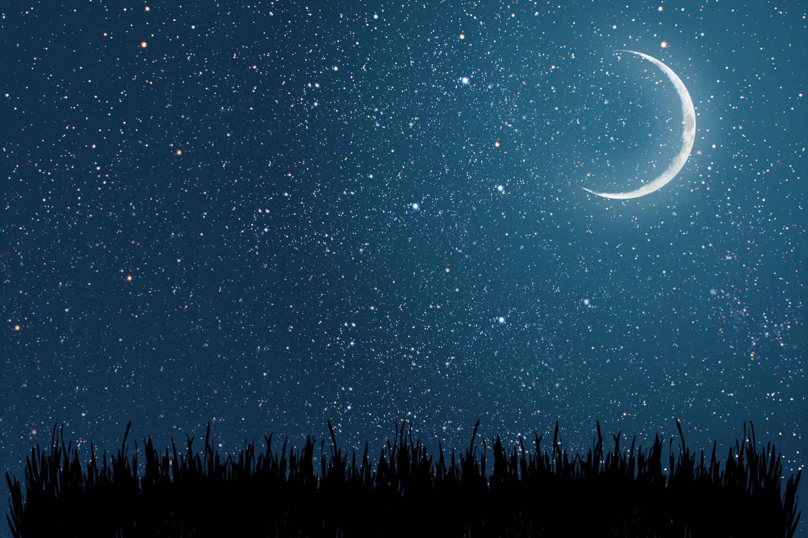 背景夜空的星星和月亮-