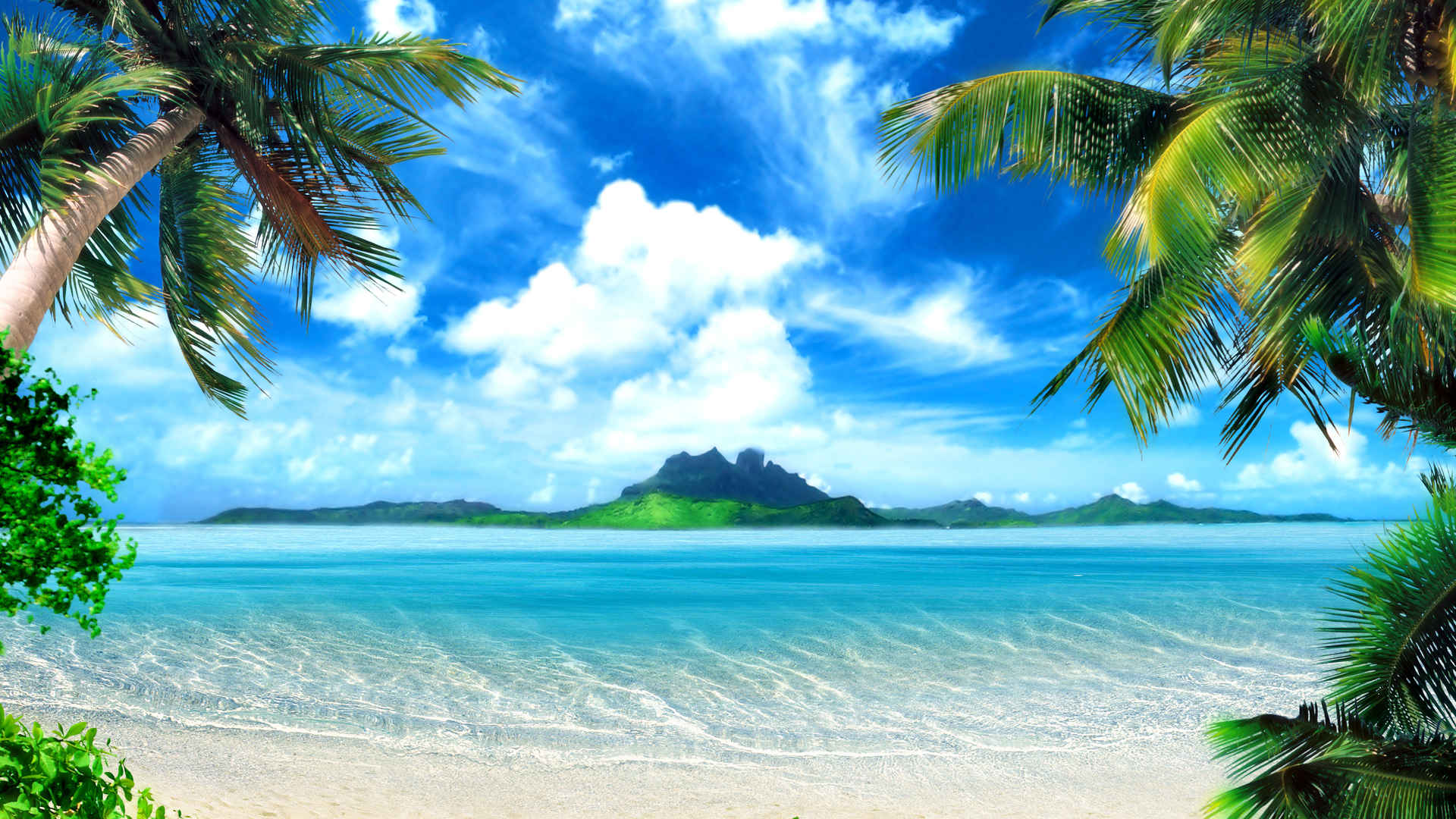 海洋小岛椰树风景桌面壁纸