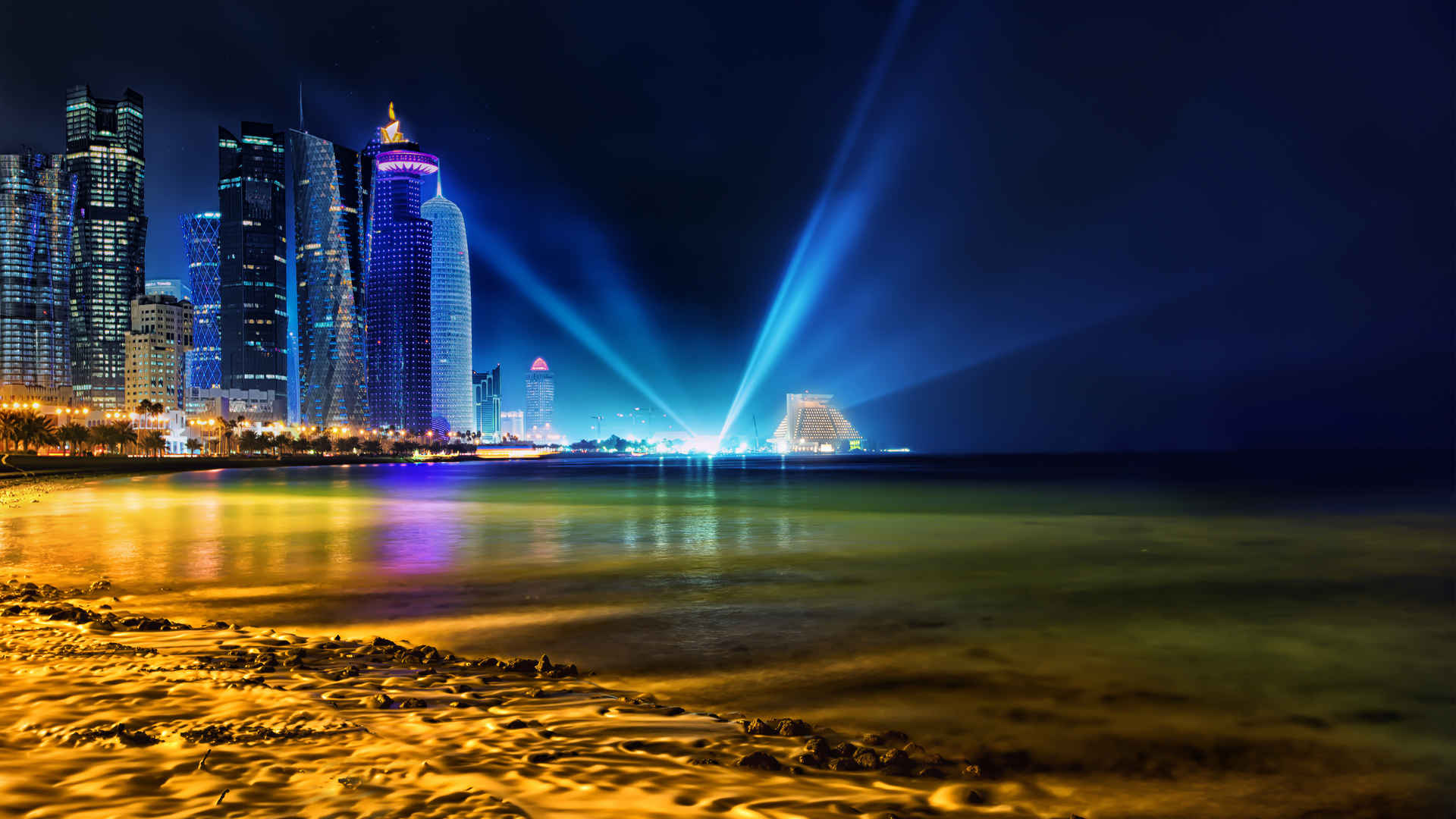卡塔尔多哈城市夜景电脑壁纸