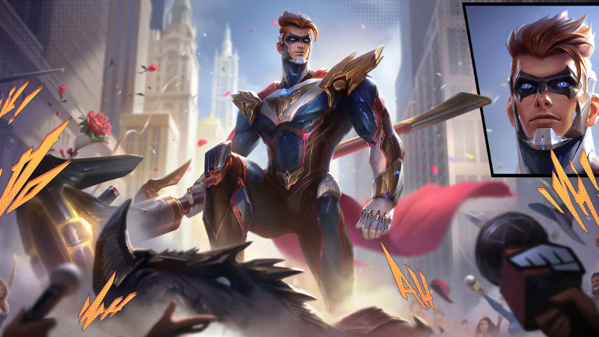 英雄联盟LOL未来守护者杰斯超级英雄超人皮肤原画-