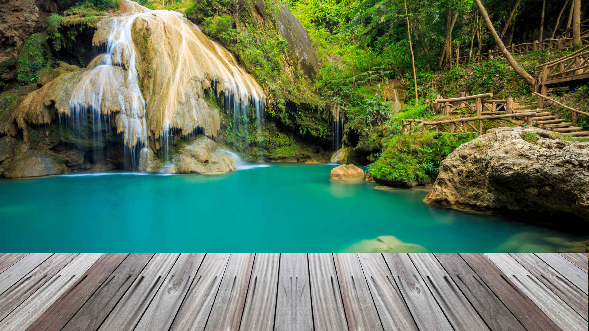 泰国的热带森林瀑布壁纸