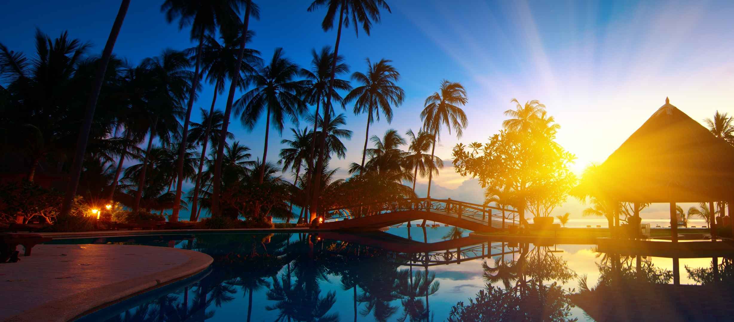 阳光下棕榈树海水泰国风景壁纸