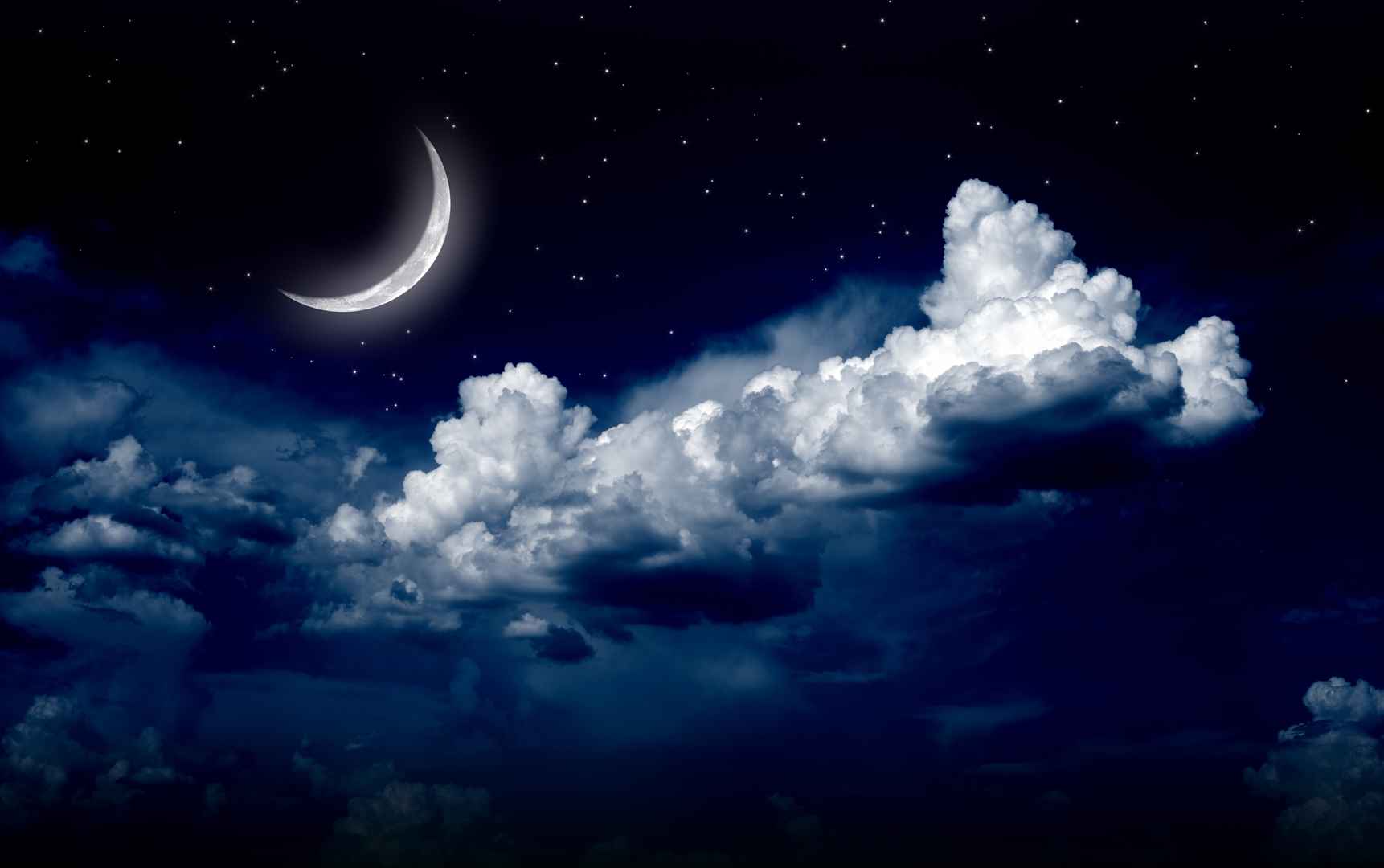 夜晚月亮月光明月云星星电脑壁纸