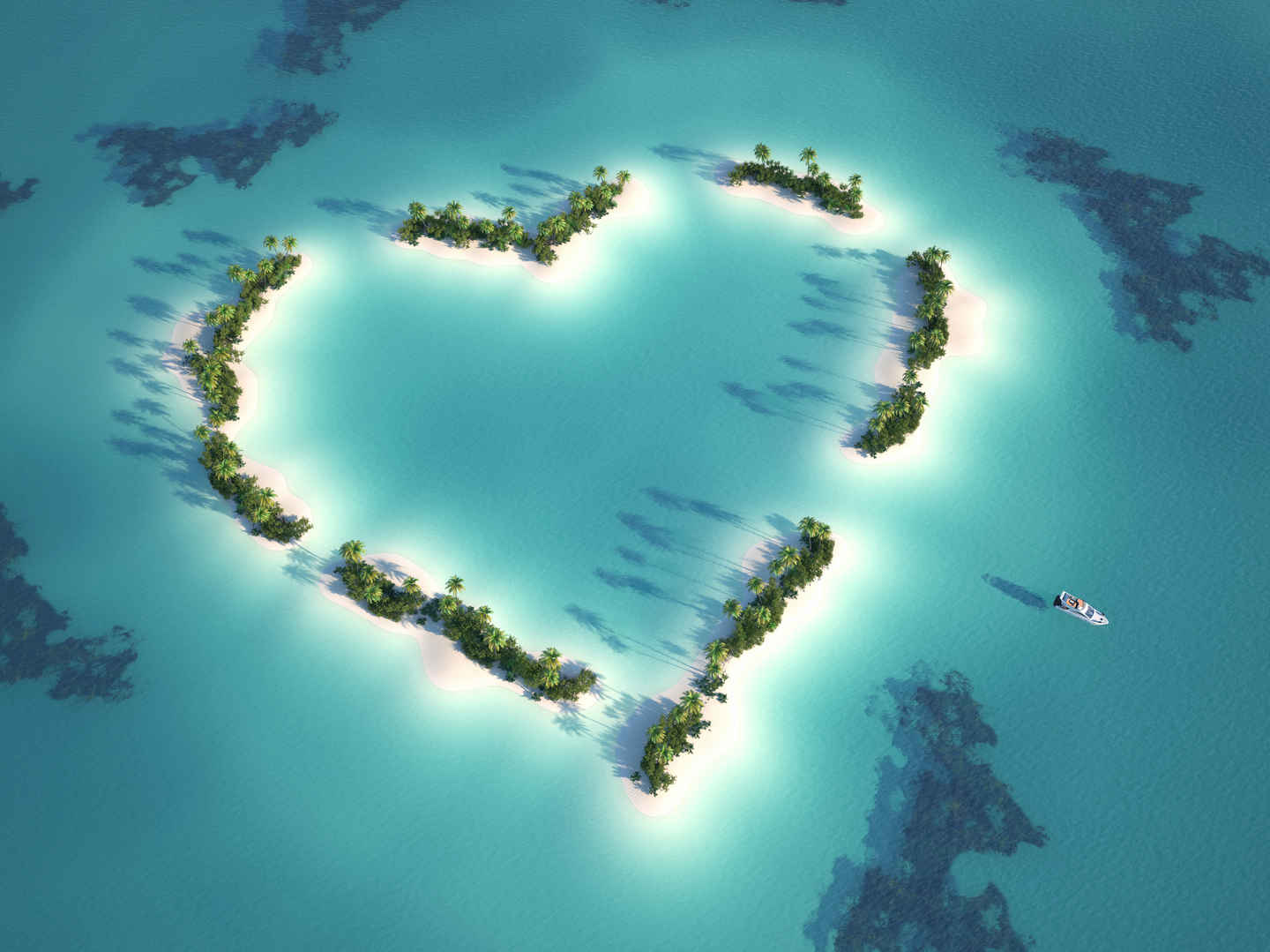 浪漫爱心小岛风景平板电脑壁纸