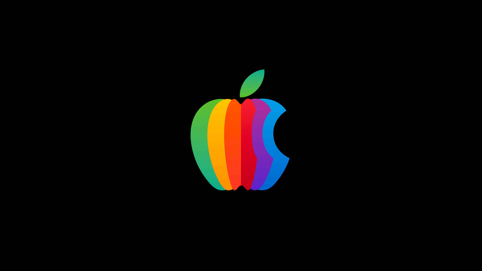 苹果Apple彩色Logo 黑色背景 6k电脑桌面壁纸-