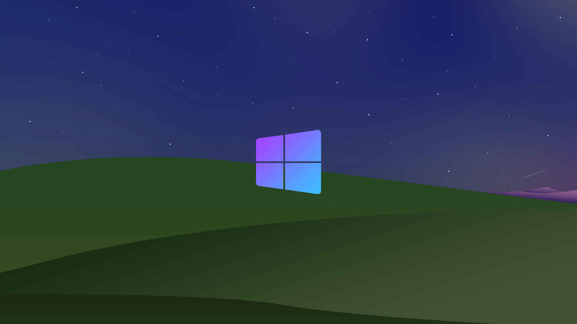 晚上Windows XP Bliss  蓝白白云简约4k壁纸