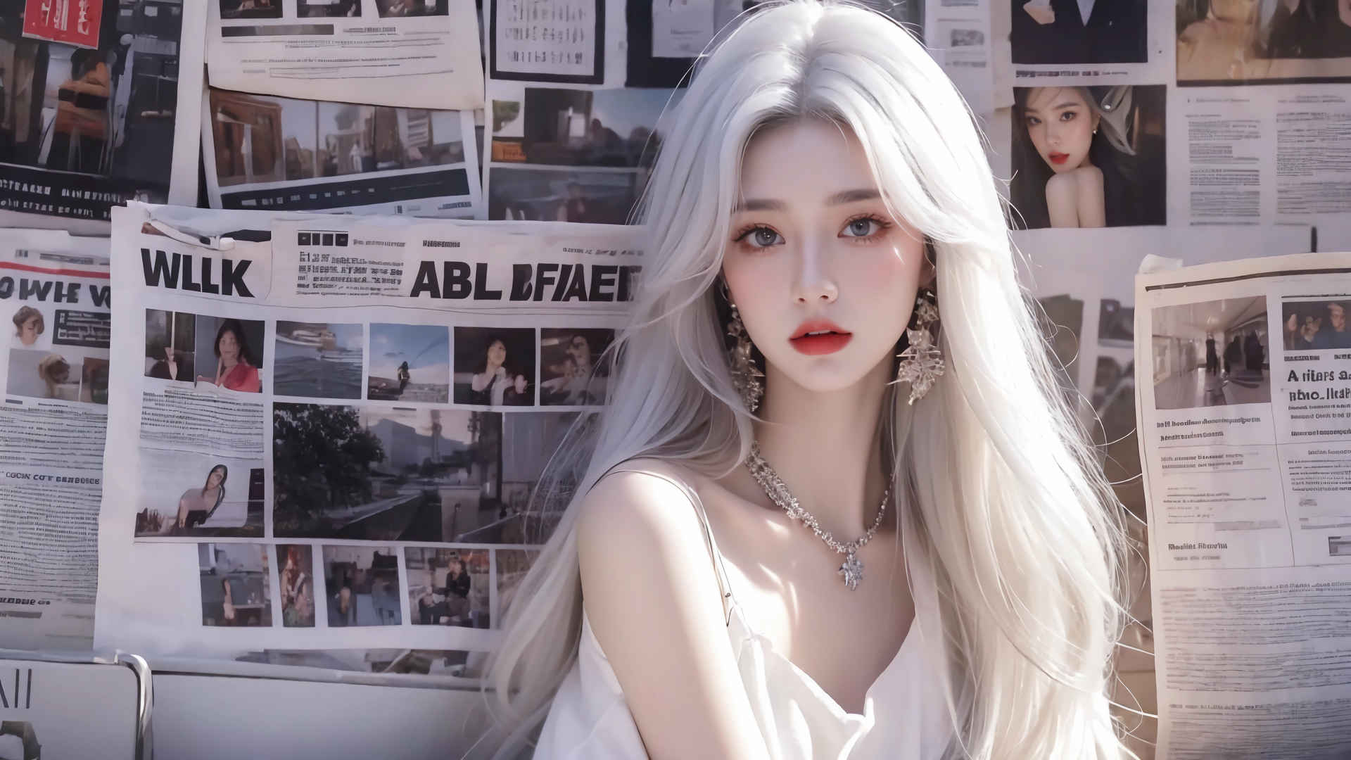 White long hair Beautiful anime beauty 4K wallpaper 3840x2160