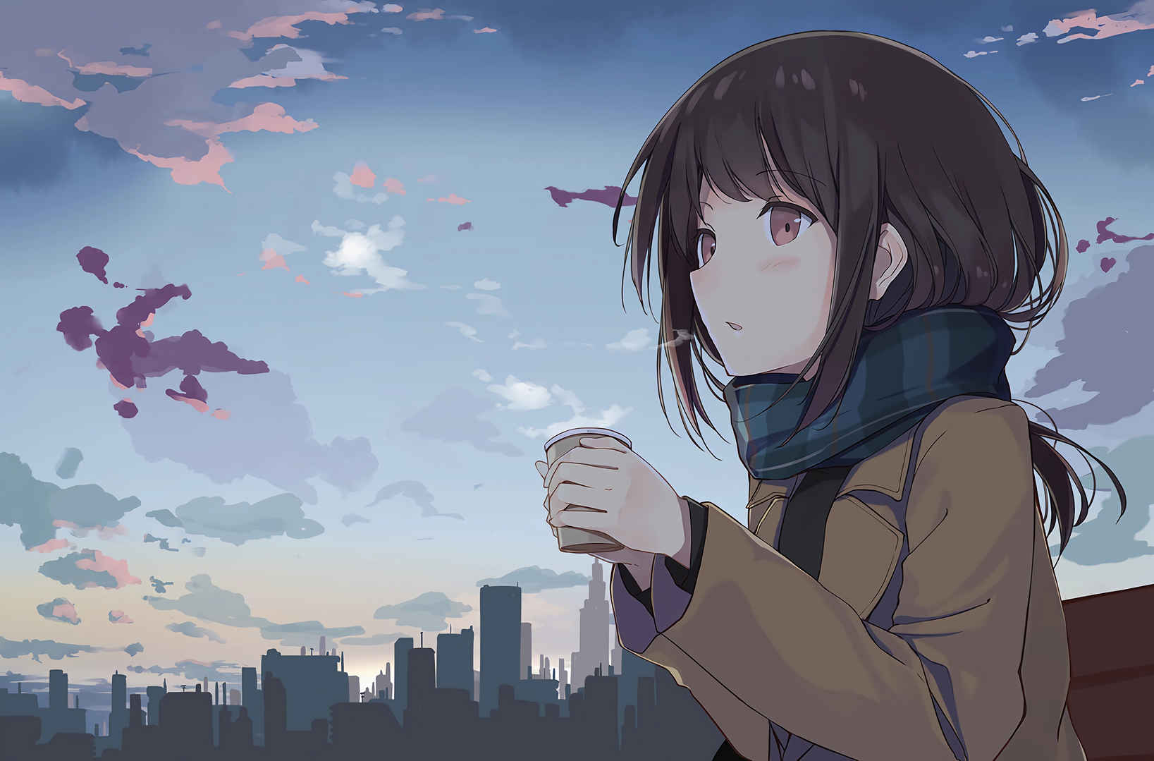 Winter girl scarf 4K anime picture