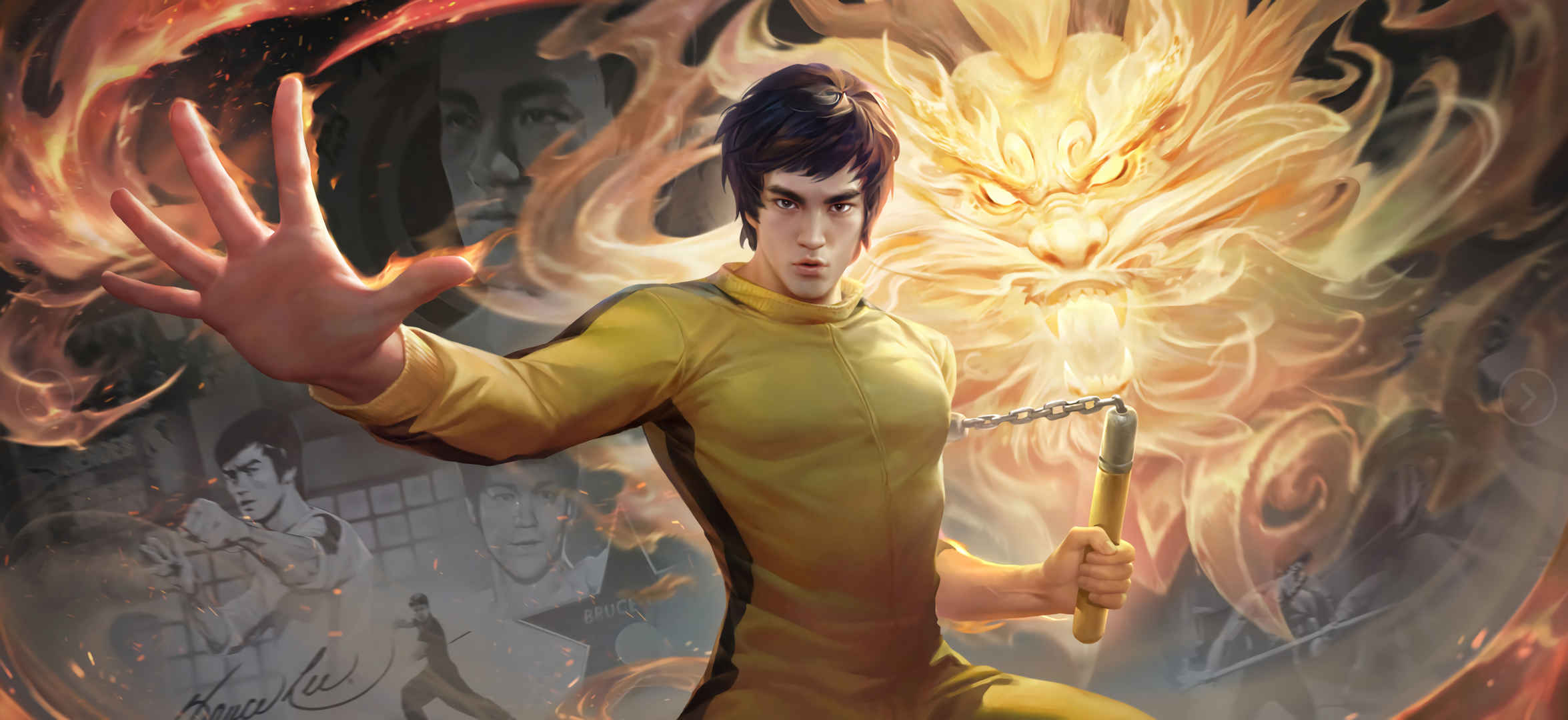Bruce Lee-Pei Qiu Tiger King Glory 4K Wallpaper