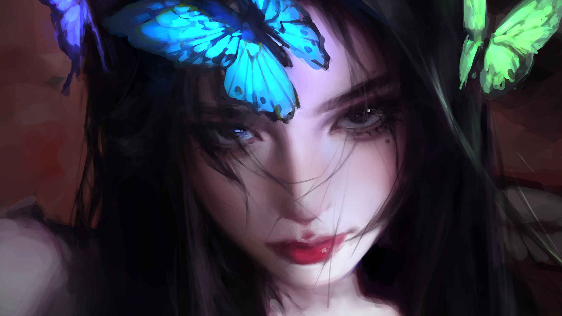Girl butterfly dark color dark 4K anime wallpaper 3840x2160