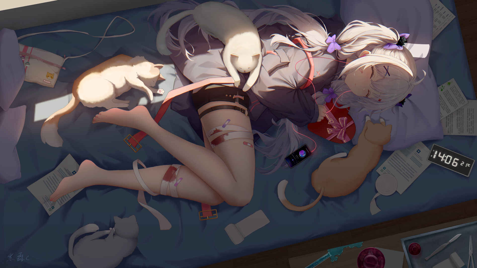 Girl two -dimensional sleep cute 4K anime wallpaper