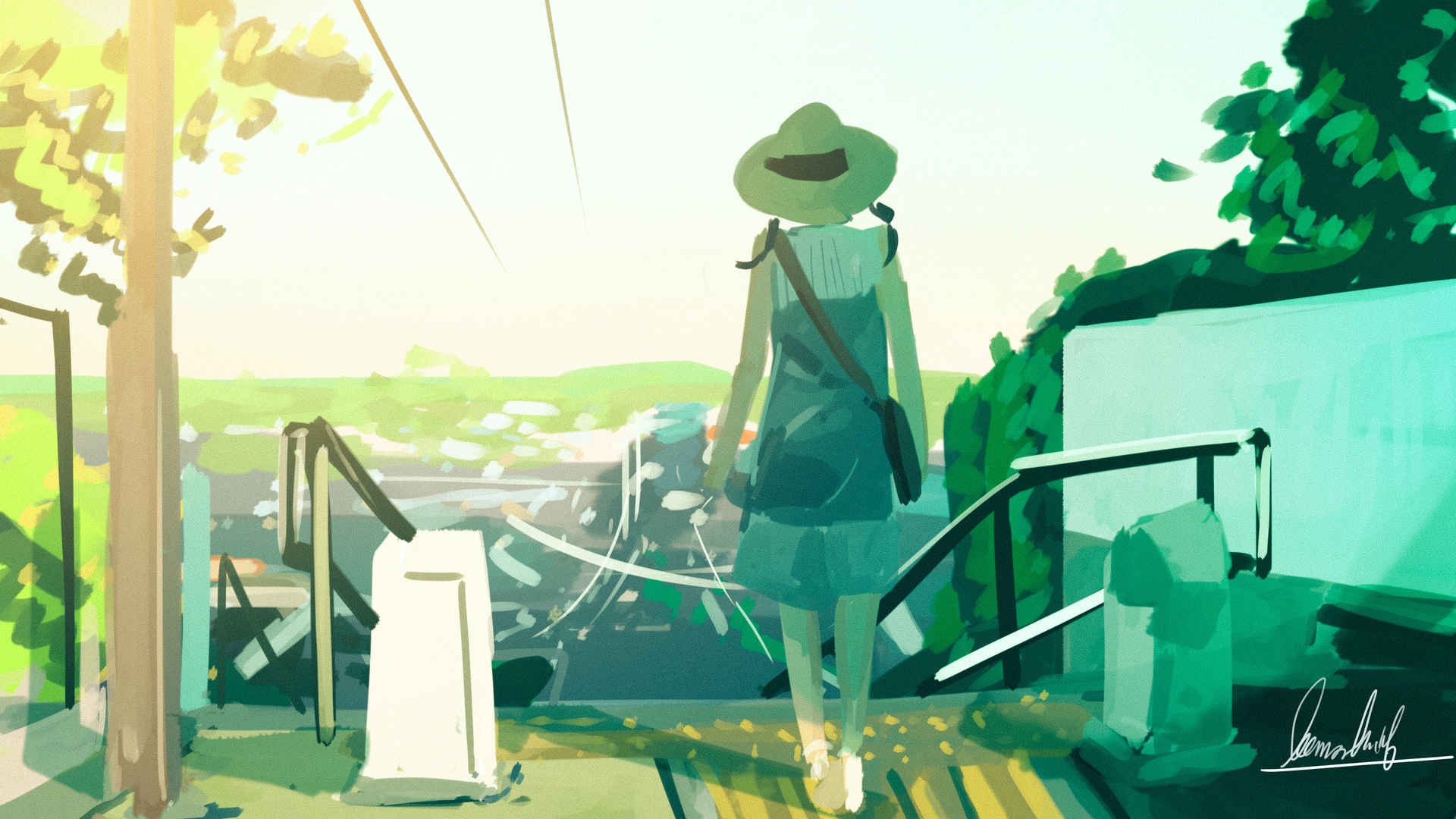 Summer girl girl back scenery 4K anime wallpaper 3840x2160