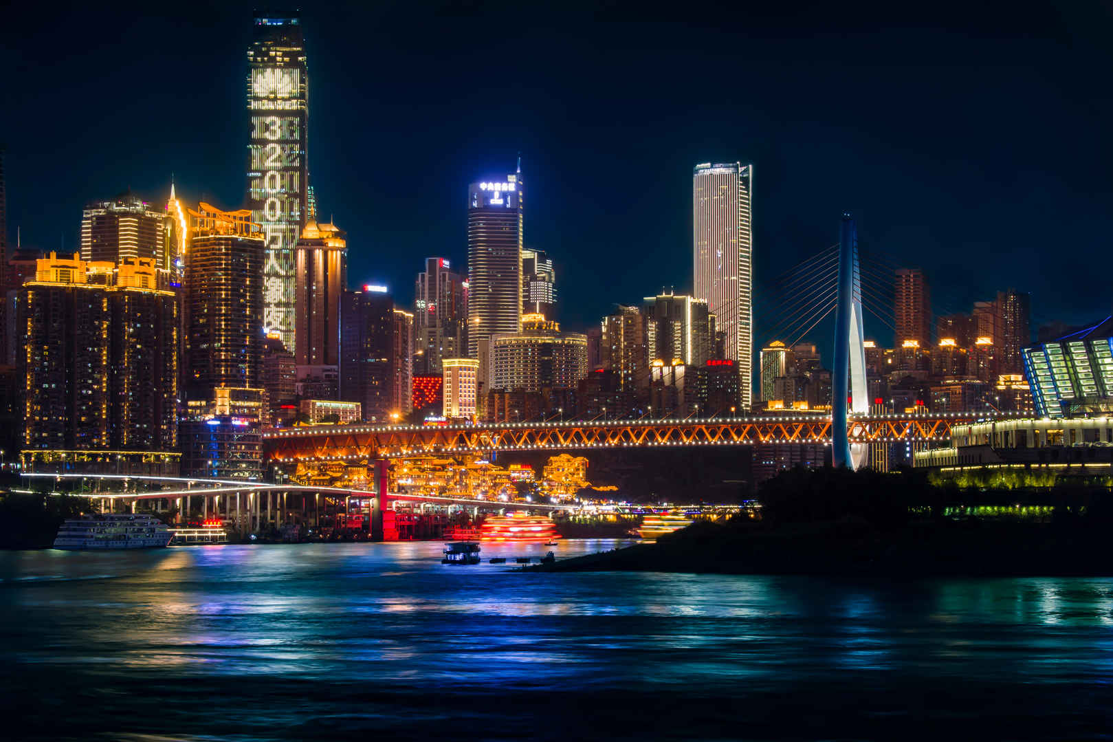 重庆市南滨路风景区 南滨之夜4k风景壁纸