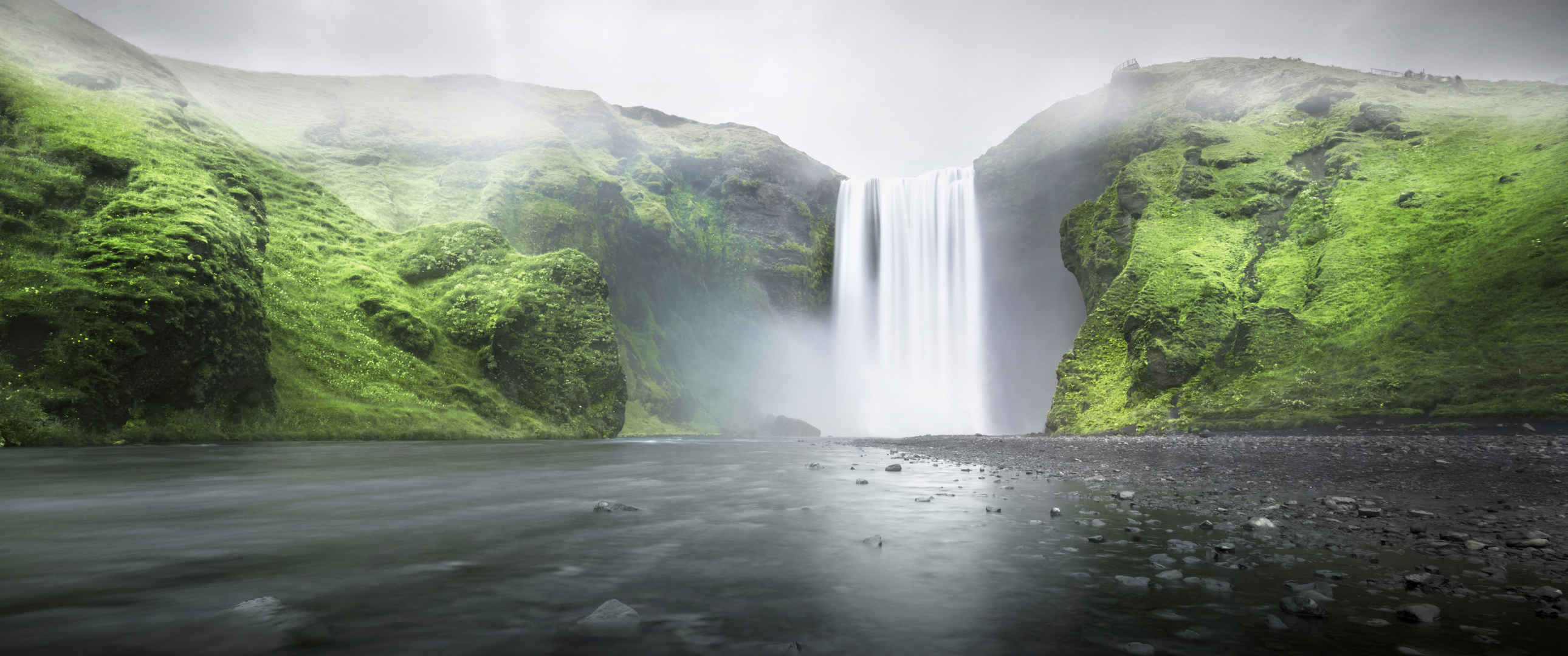 冰岛瀑布风光3440x1440