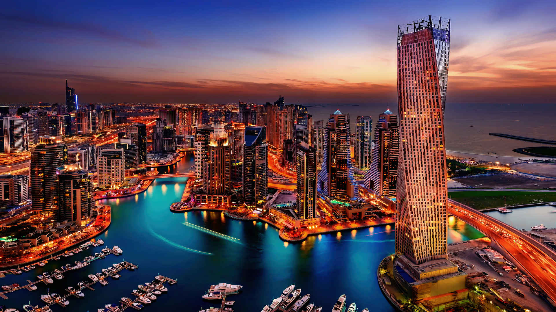 迪拜 摩天大楼 鸟瞰  海洋 ˮ 城市风景4k壁纸3840x2160