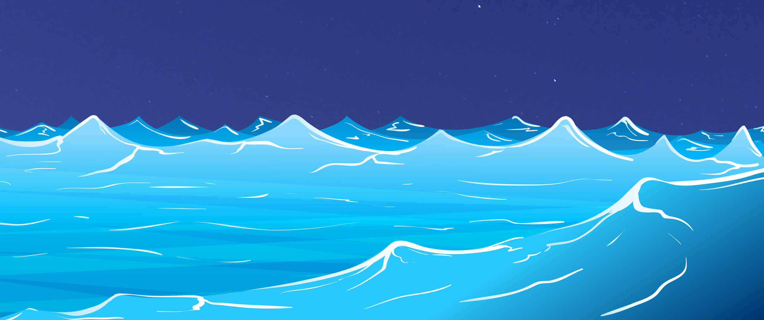 海洋海浪绘画3440x1440图片