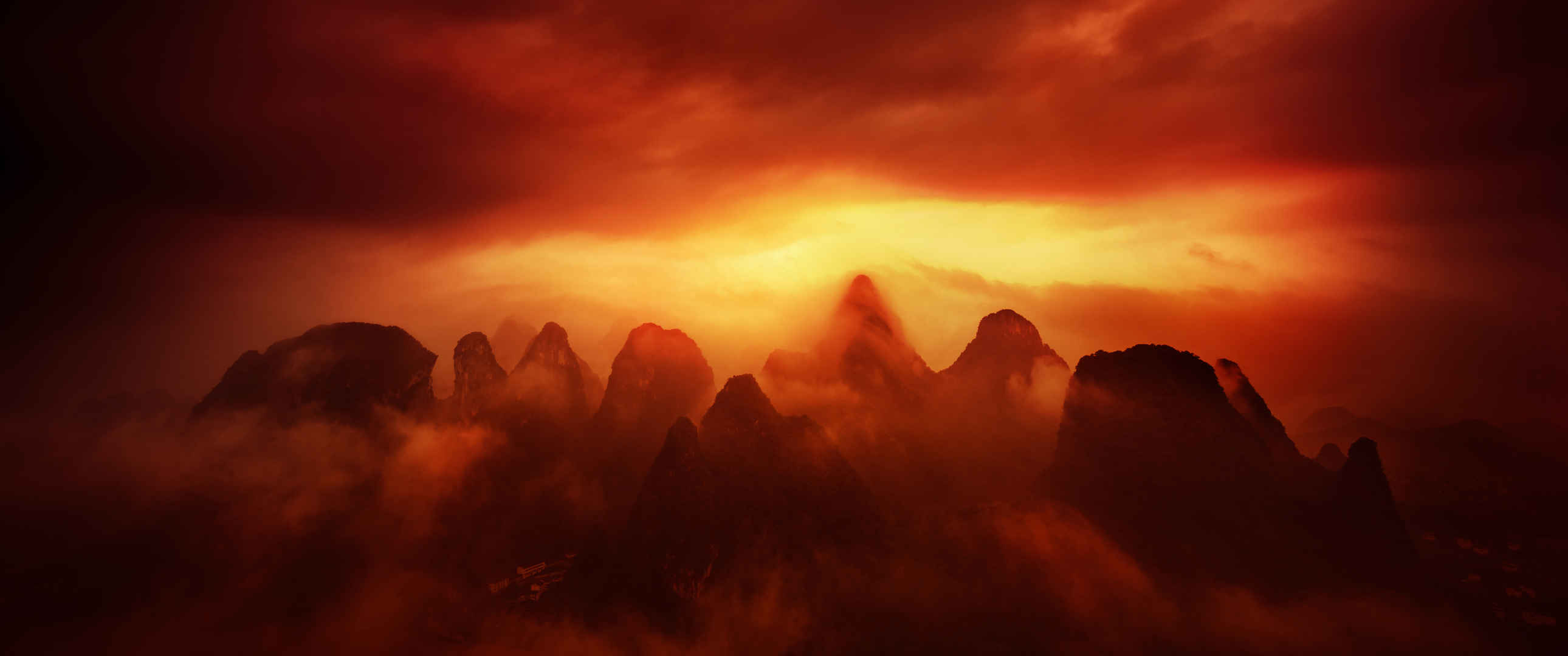 广西桂林山水摄影风景3440x1440图片