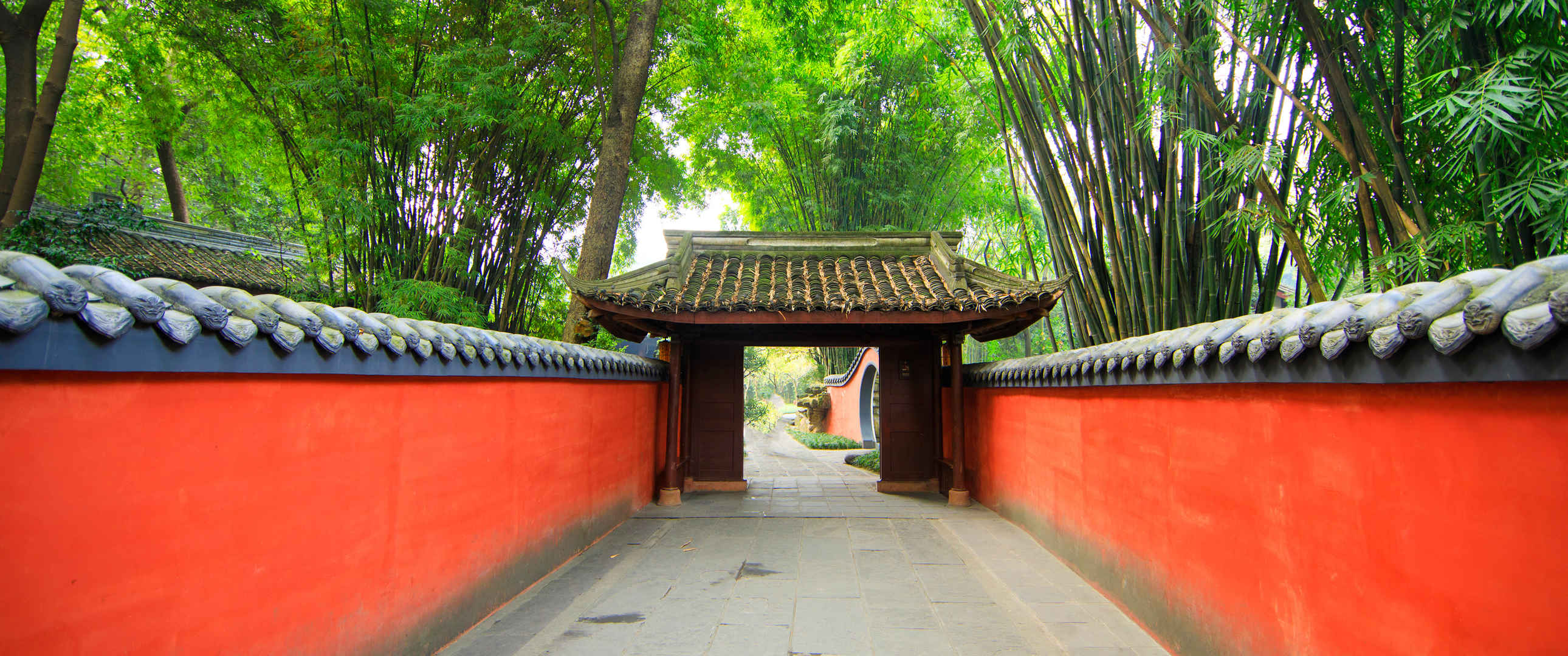 中国风红色围墙 寺院风景3440x1440图片
