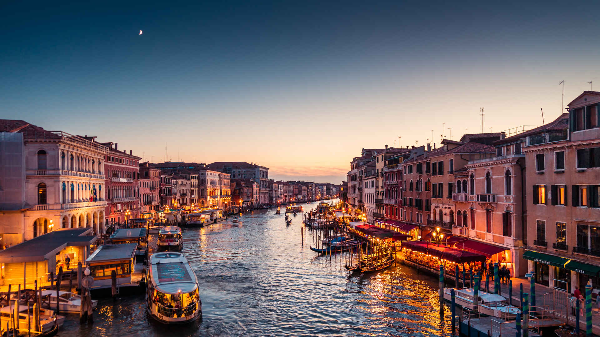 意大利威尼斯大运河夜间风景4k图片