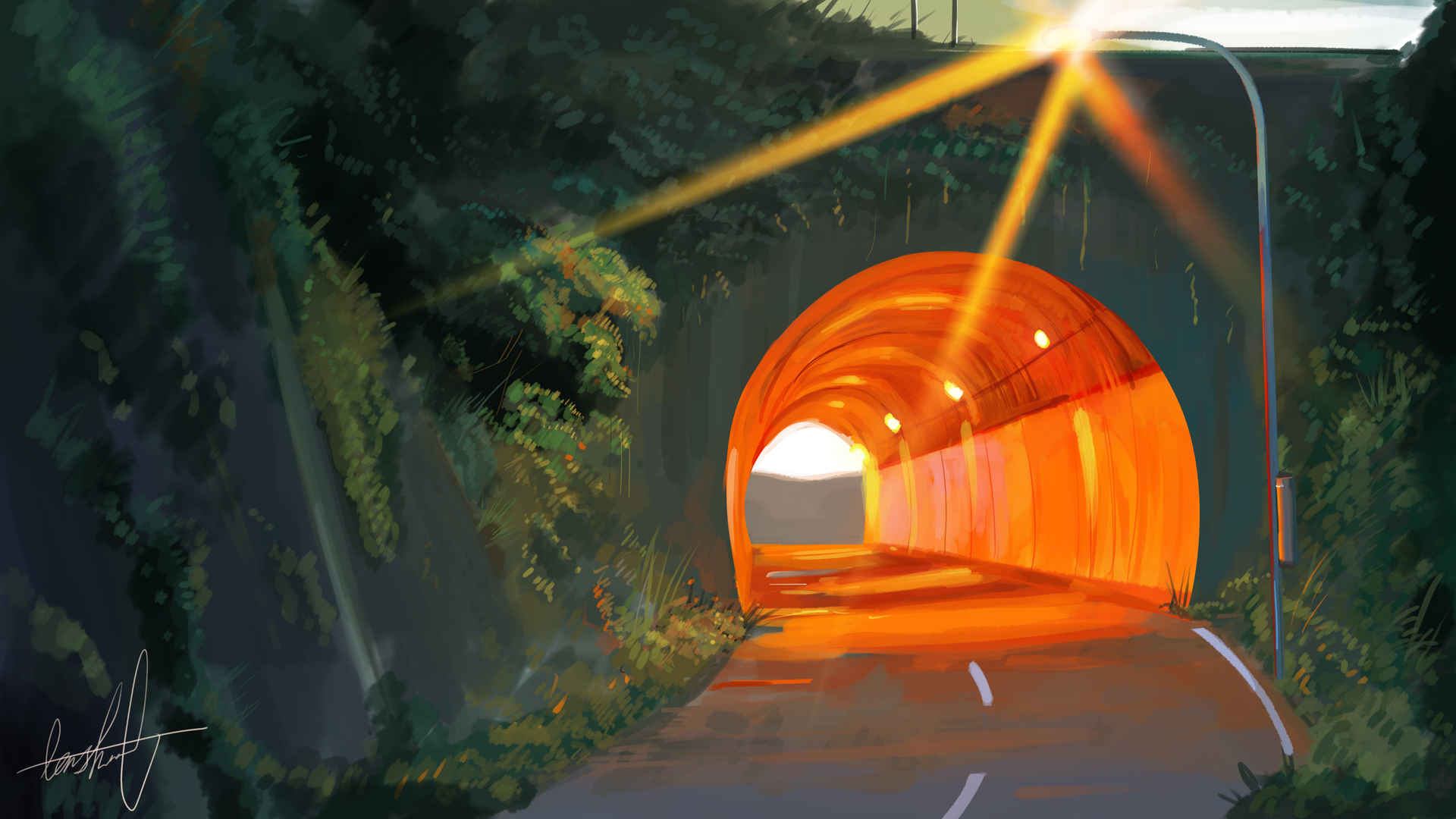 影子景色“隧道”4k动漫壁纸