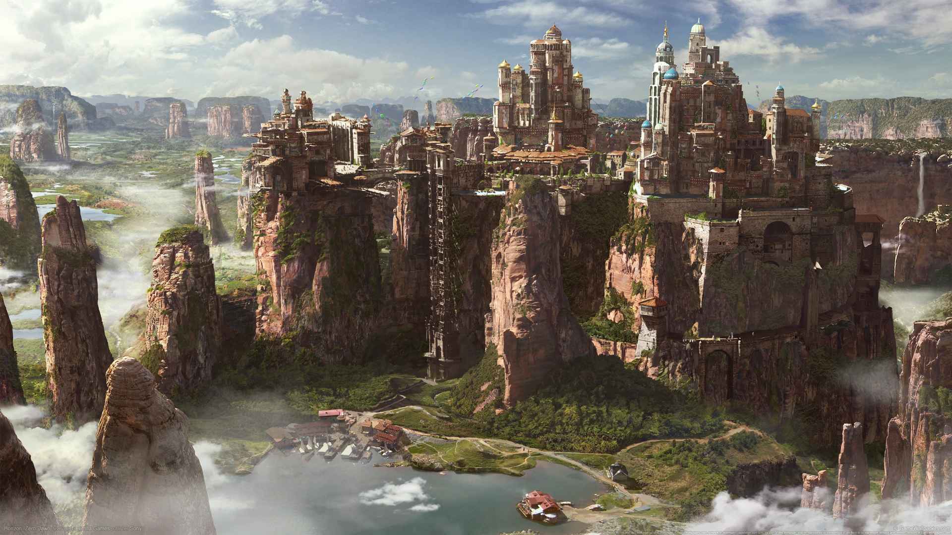 《地平线_黎明时分(Horizon_ Zero Dawn)》游戏风景城堡4k壁纸