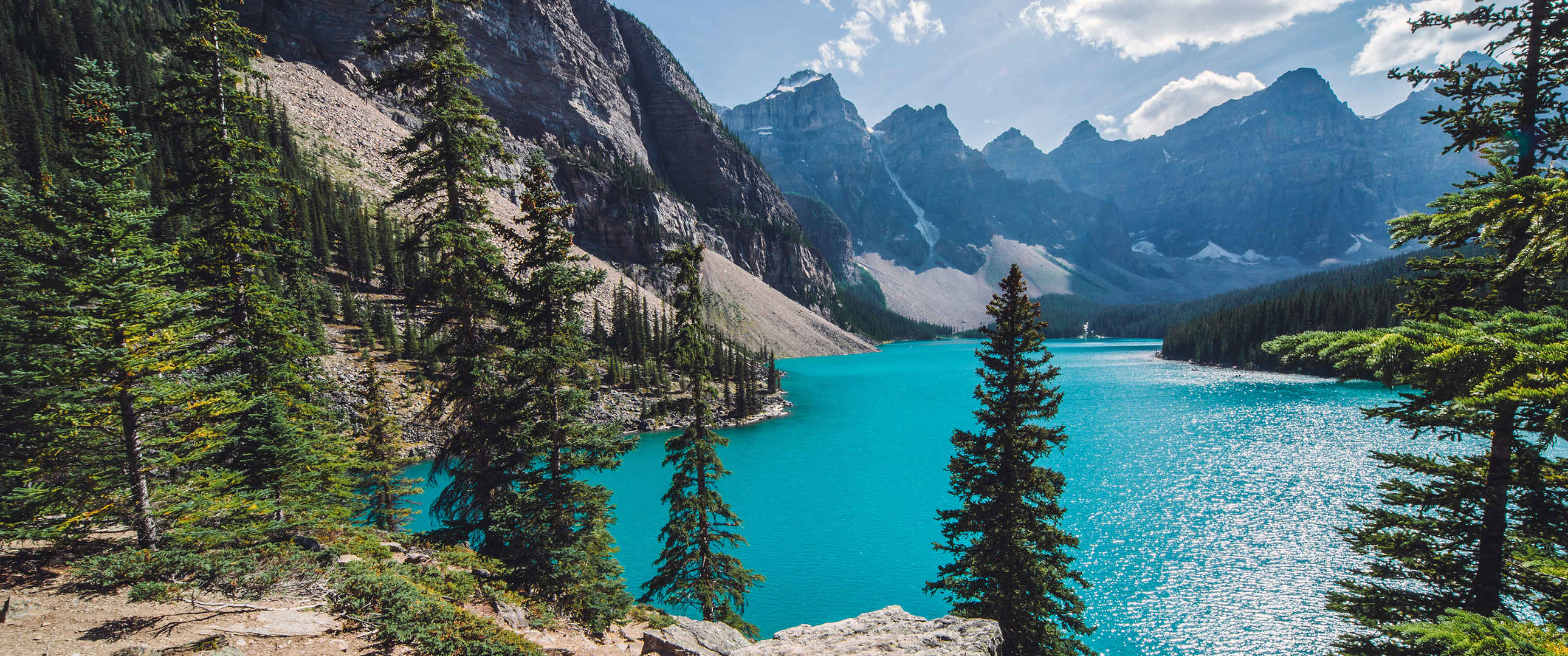 加拿大班夫冰碛湖3440x1440风景壁纸
