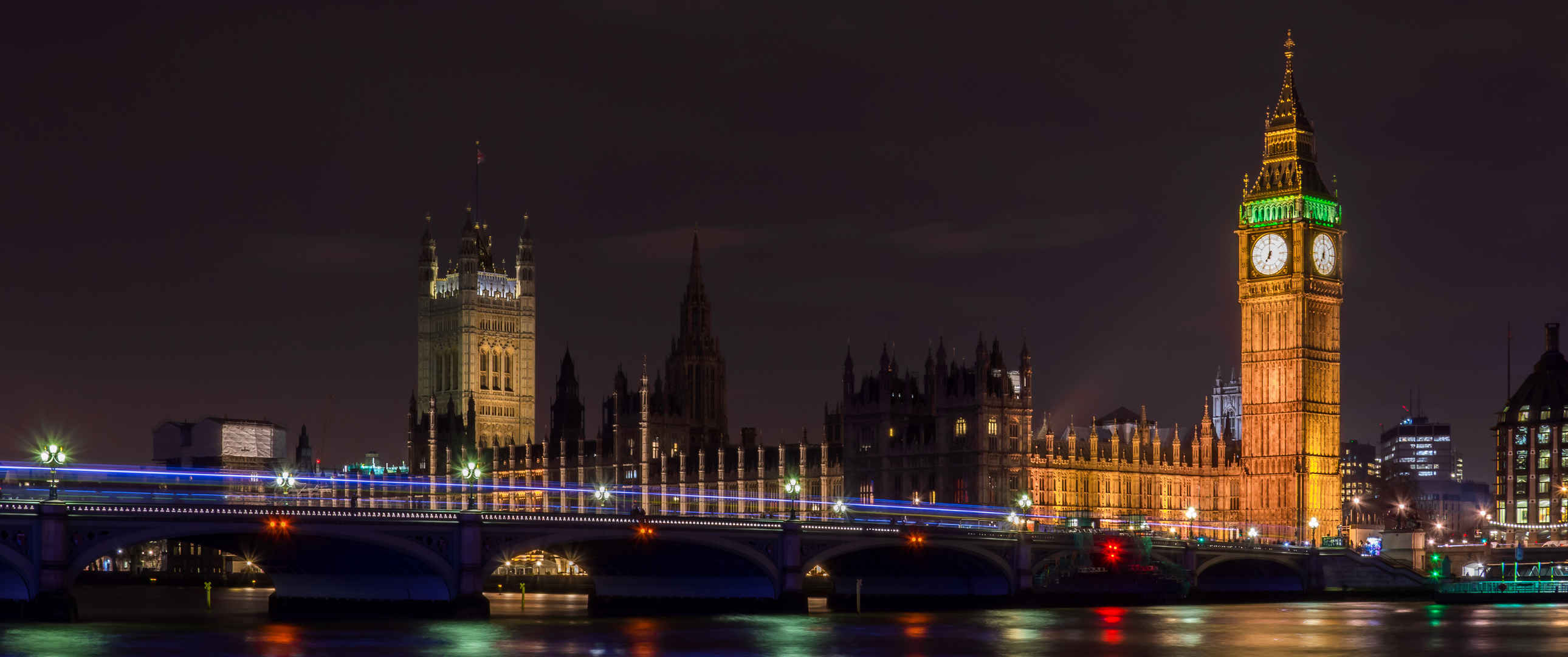 伦敦之夜 大本钟与伦敦国会大厦3440x1440壁纸
