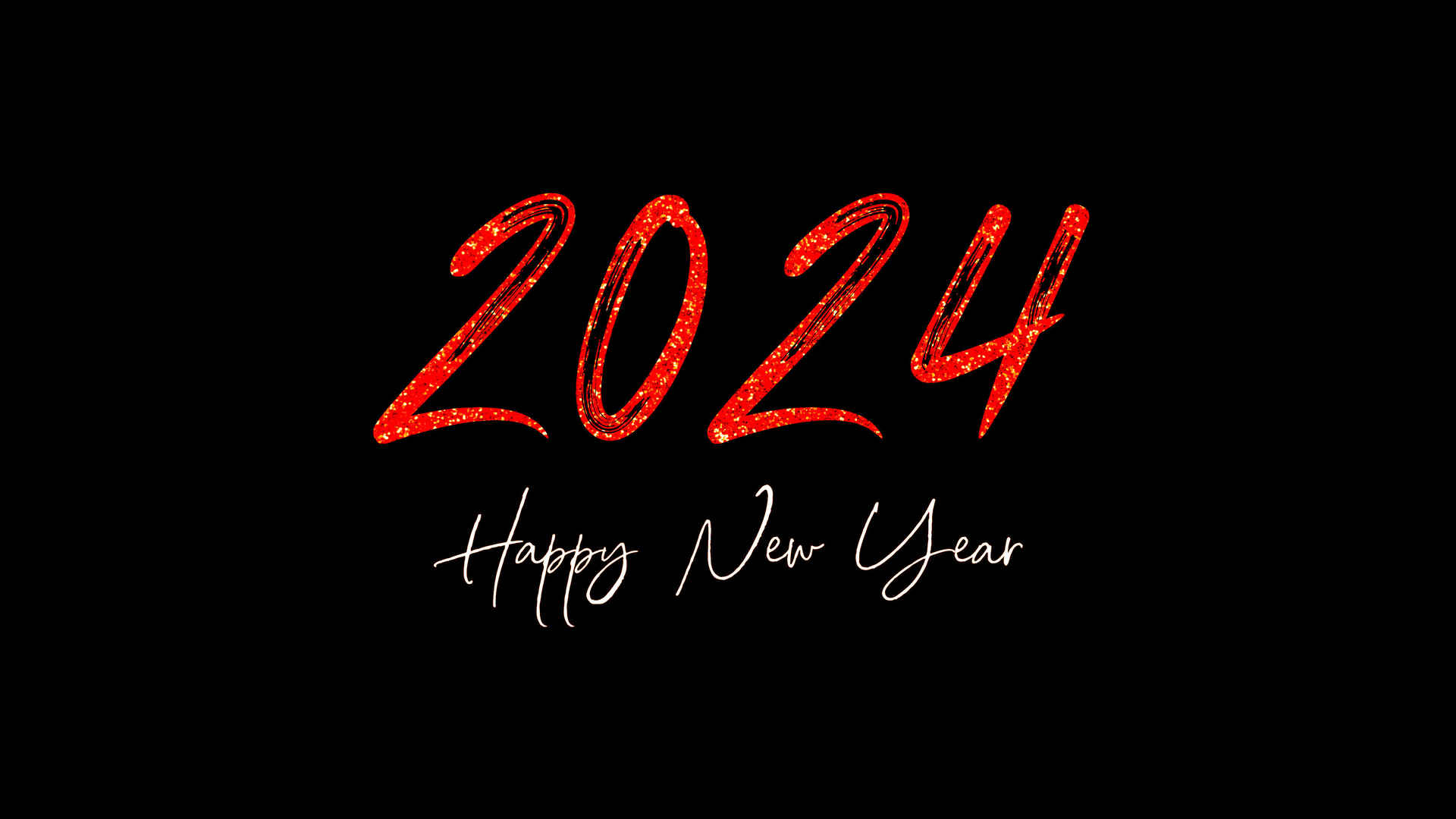 2024金红色艺术字体 新年快乐4k电脑壁纸