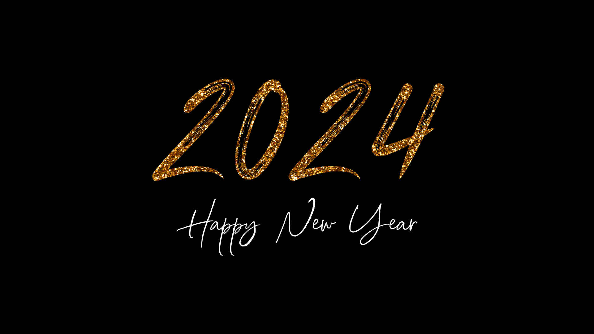 黄金色2024个性艺术字体 新年快乐4k桌面壁纸