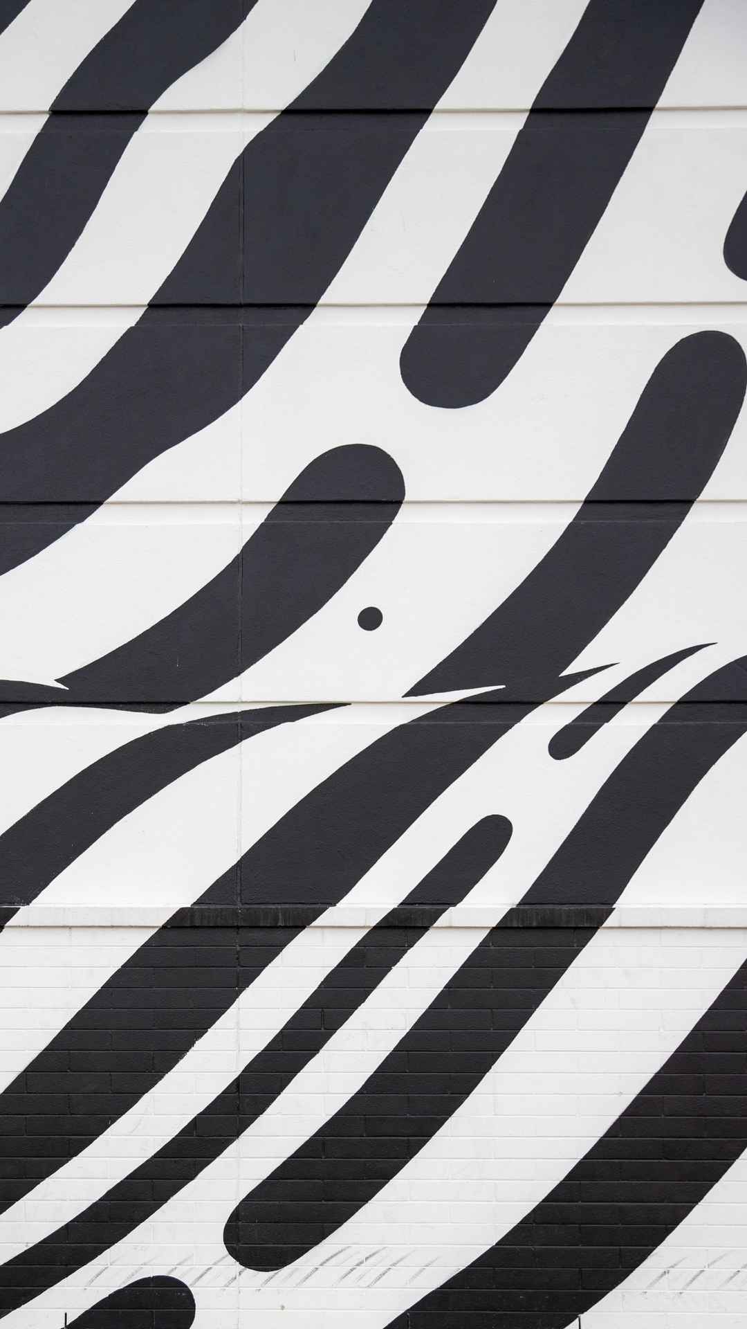 墙壁上的黑色条纹涂鸦艺术手机壁纸