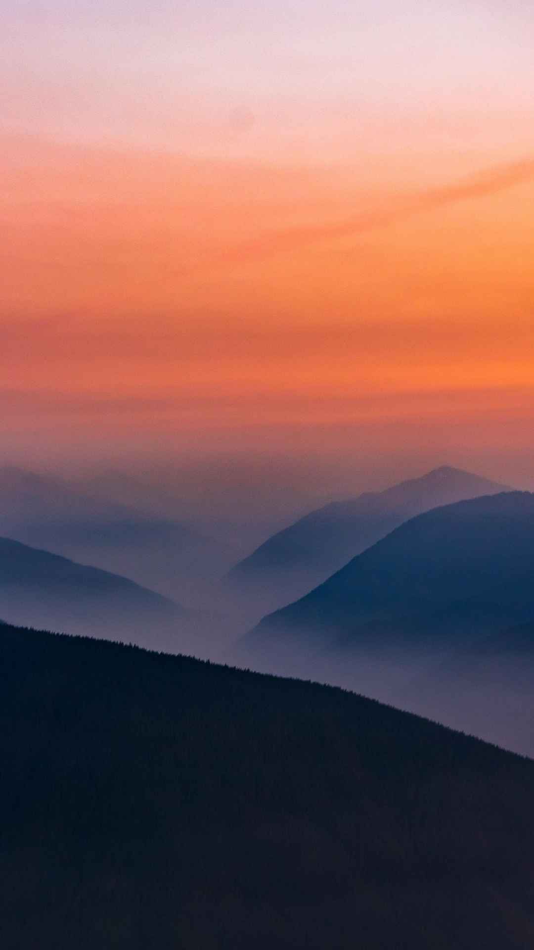 夕阳 雾 奥林匹克国家公园 山脉手机壁纸