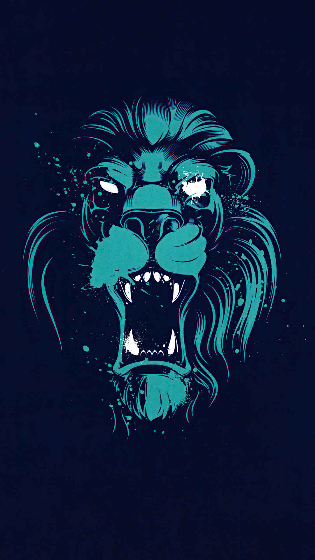 张口的狮子插图手机壁纸