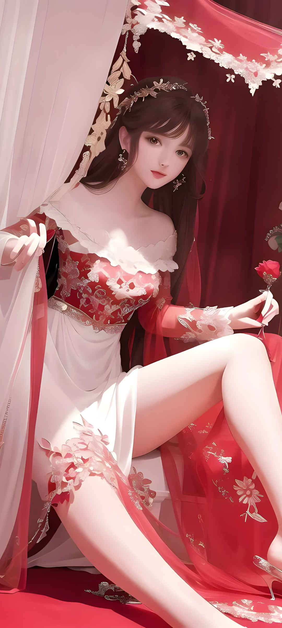 ai绘画古风新娘美女手机壁纸-