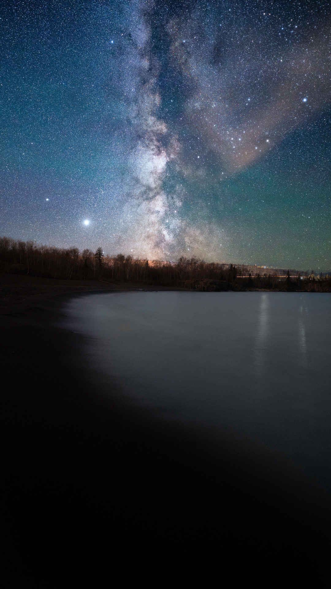 夜景 湖泊 星空手机壁纸