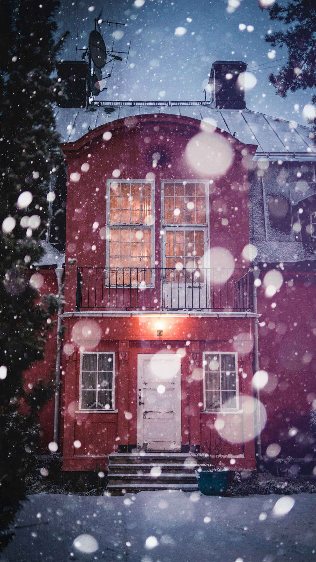 雪中的房子手机壁纸