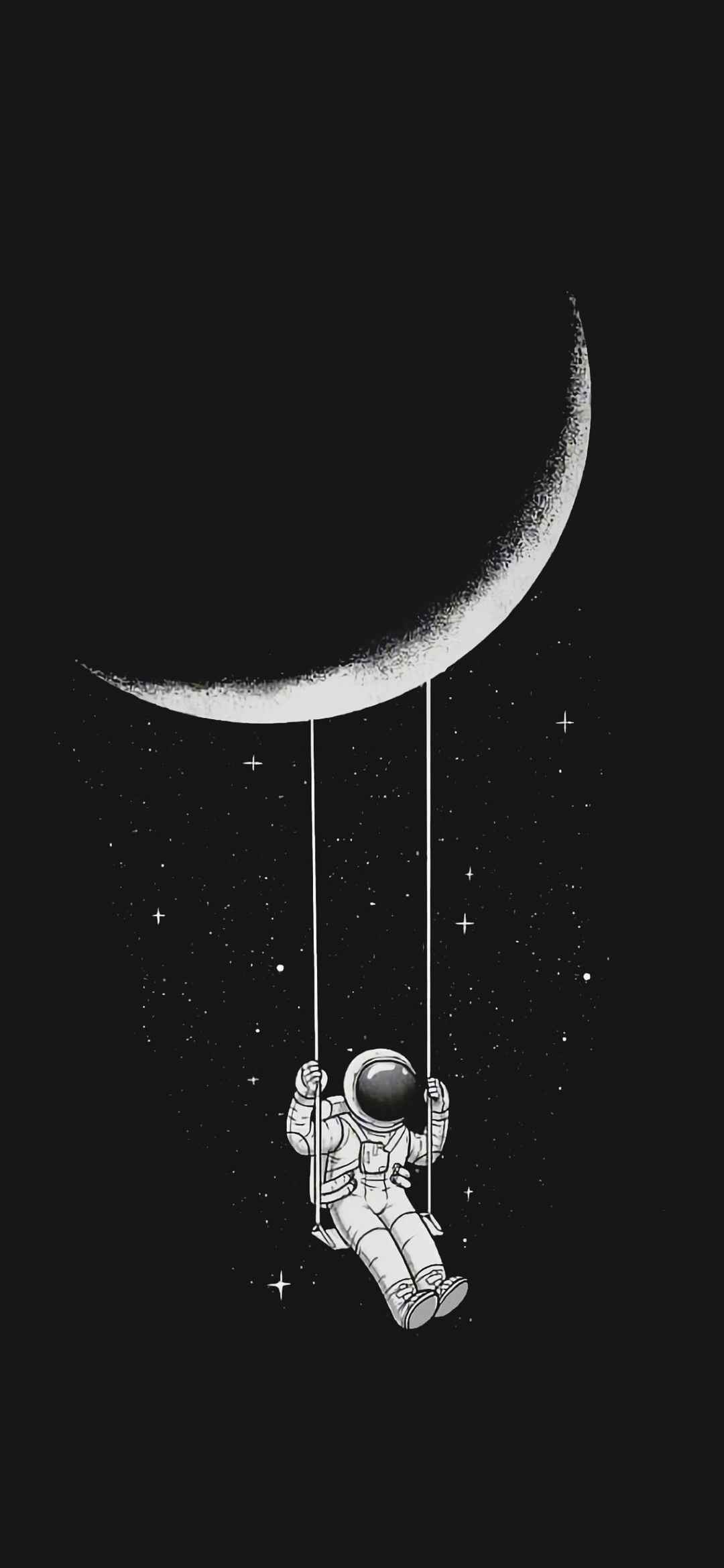 月亮上荡秋千的宇航员手机壁纸