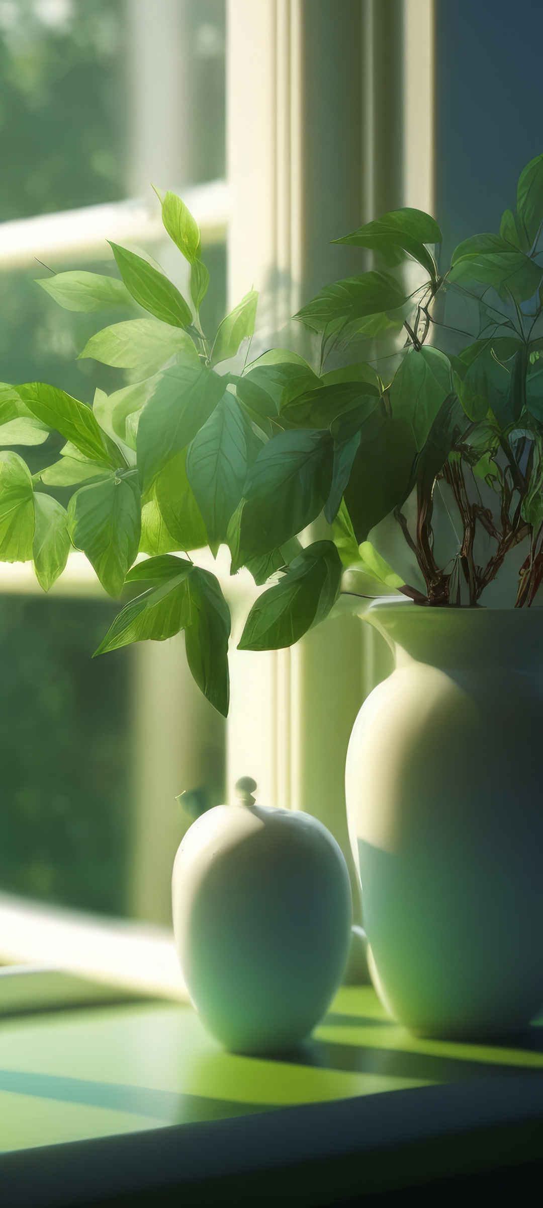 居家花瓶 绿色植物养眼壁纸-