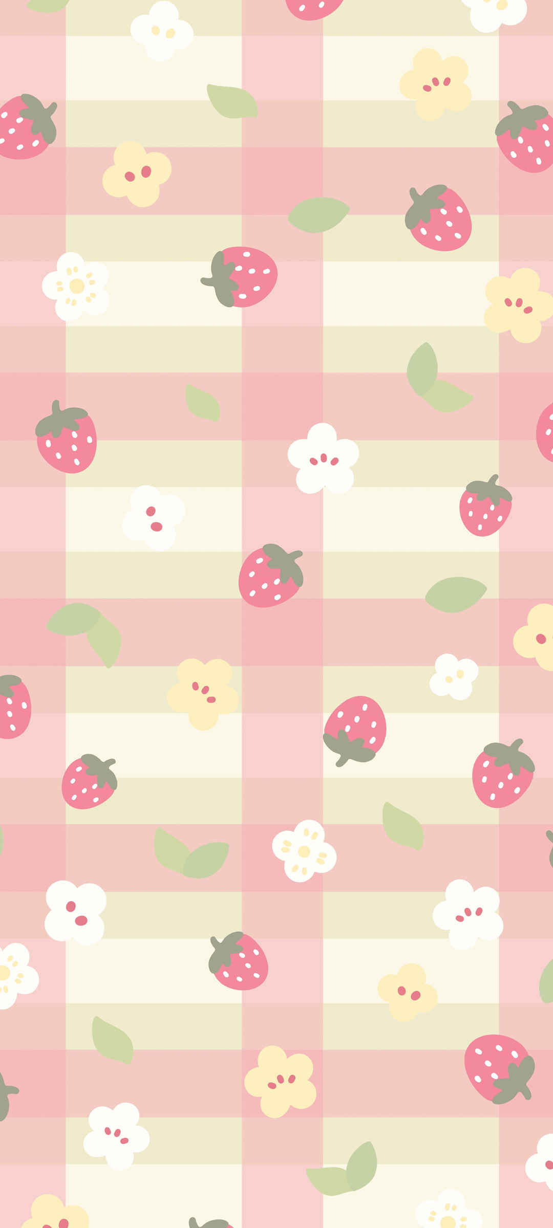 草莓花瓣可爱平铺手机壁纸-