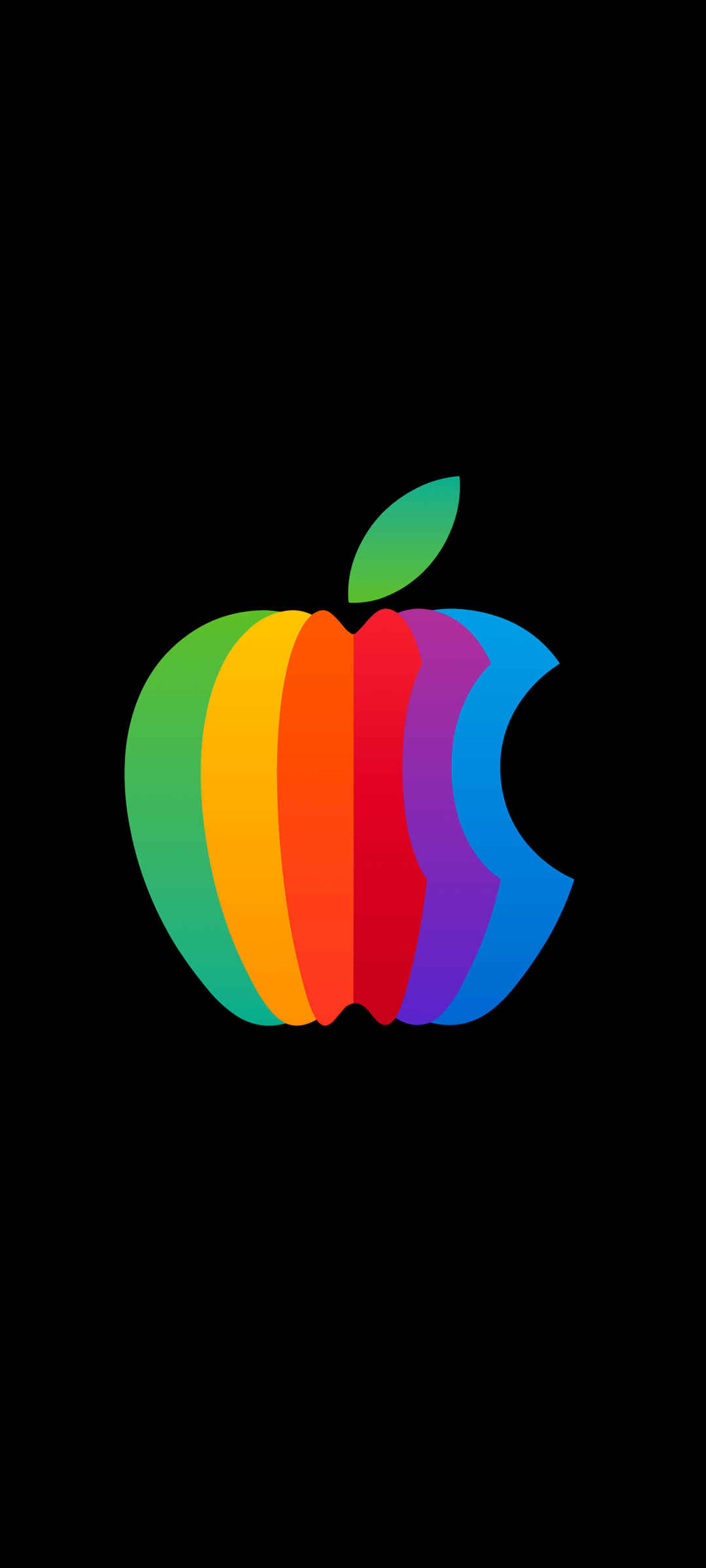黑色背景苹果Apple彩色Logo 手机壁纸-