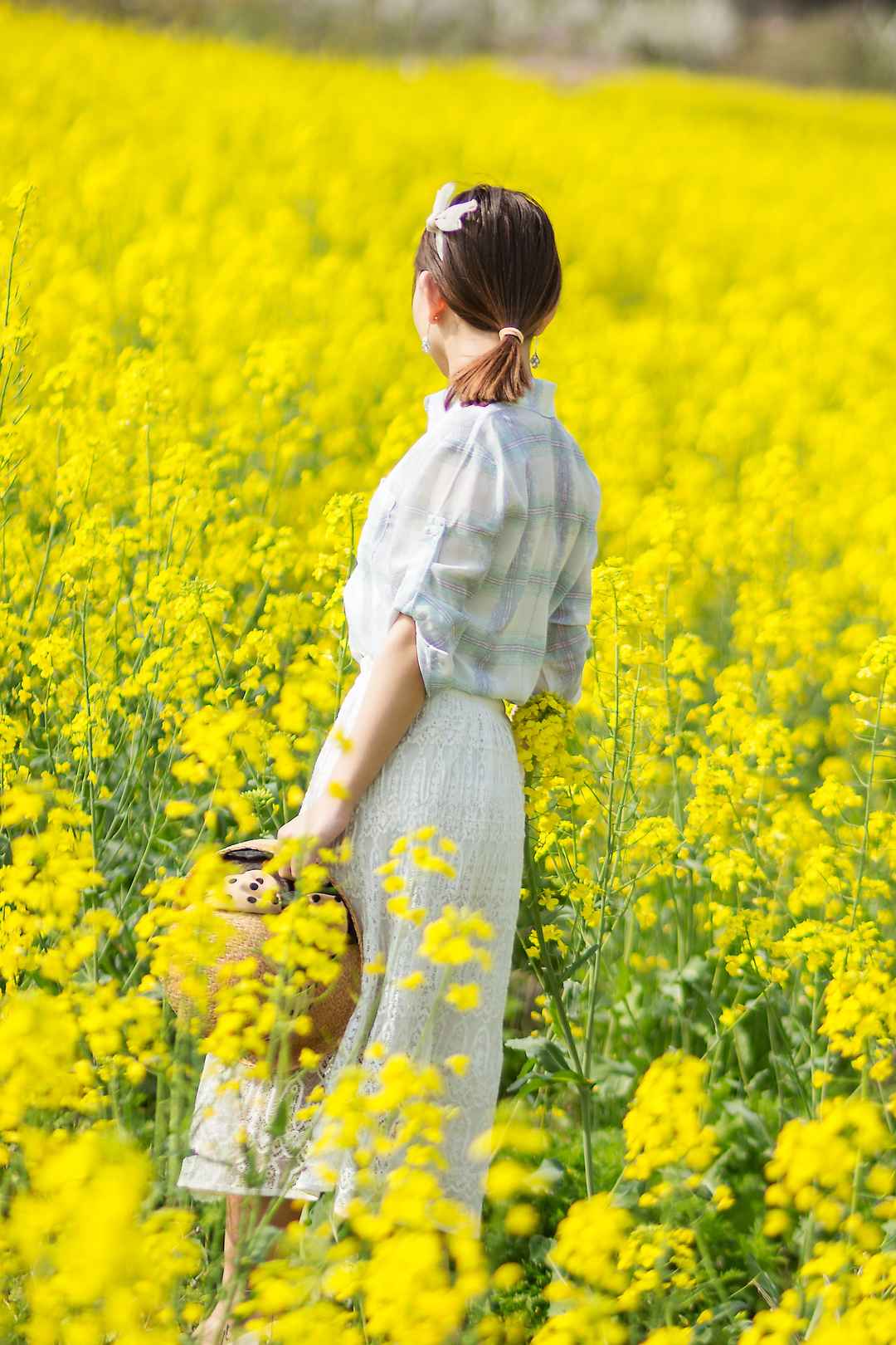 油菜花美女干净可爱图片