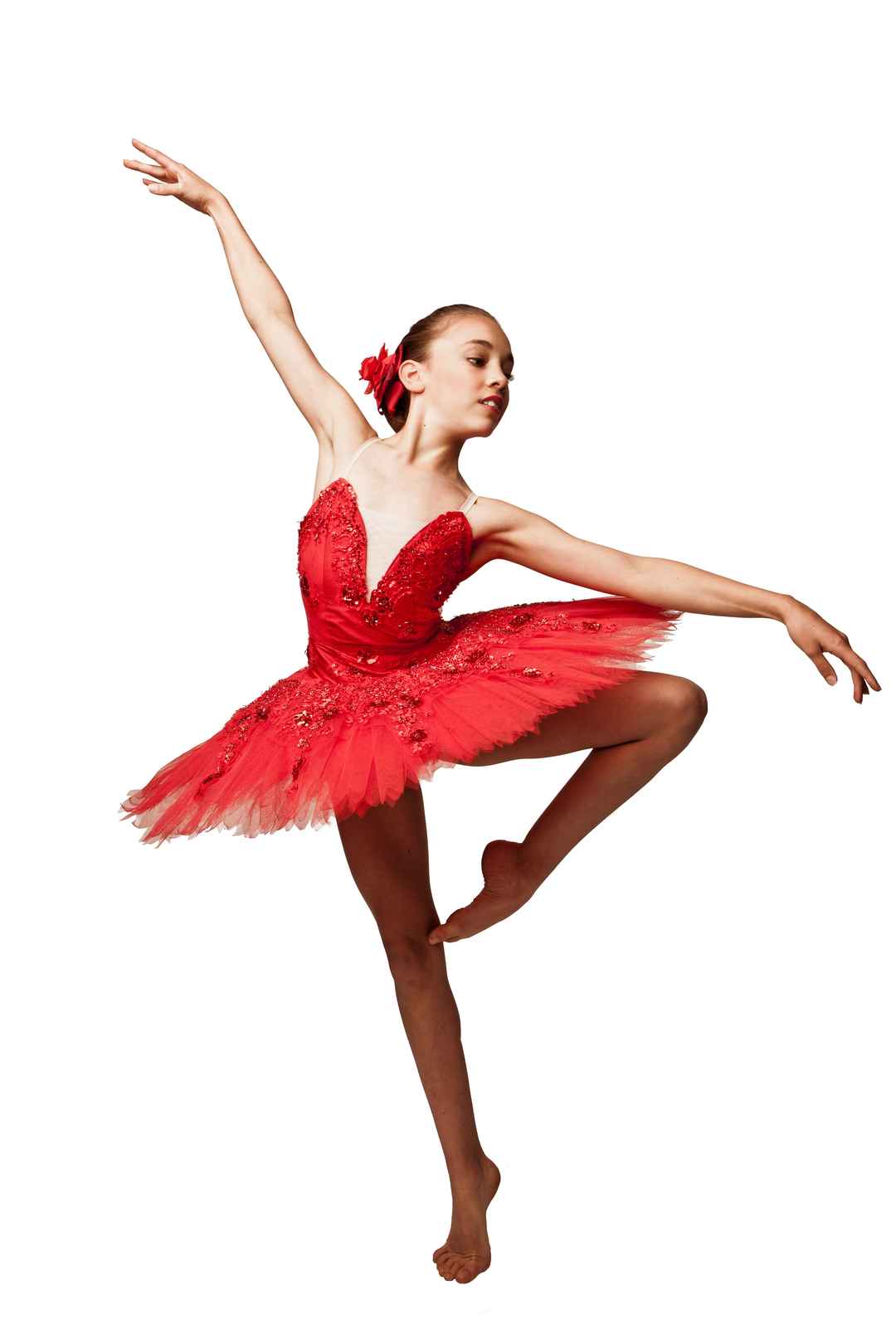 美女红色裙子芭蕾舞图片