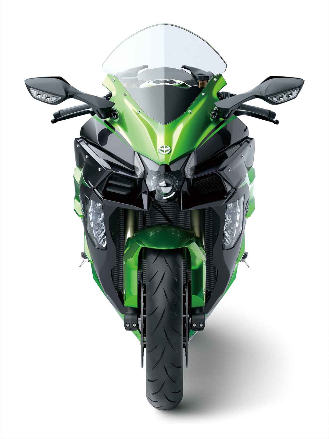 川崎摩托车Kawasaki-Ninja-H2-SX黑绿色前脸图片