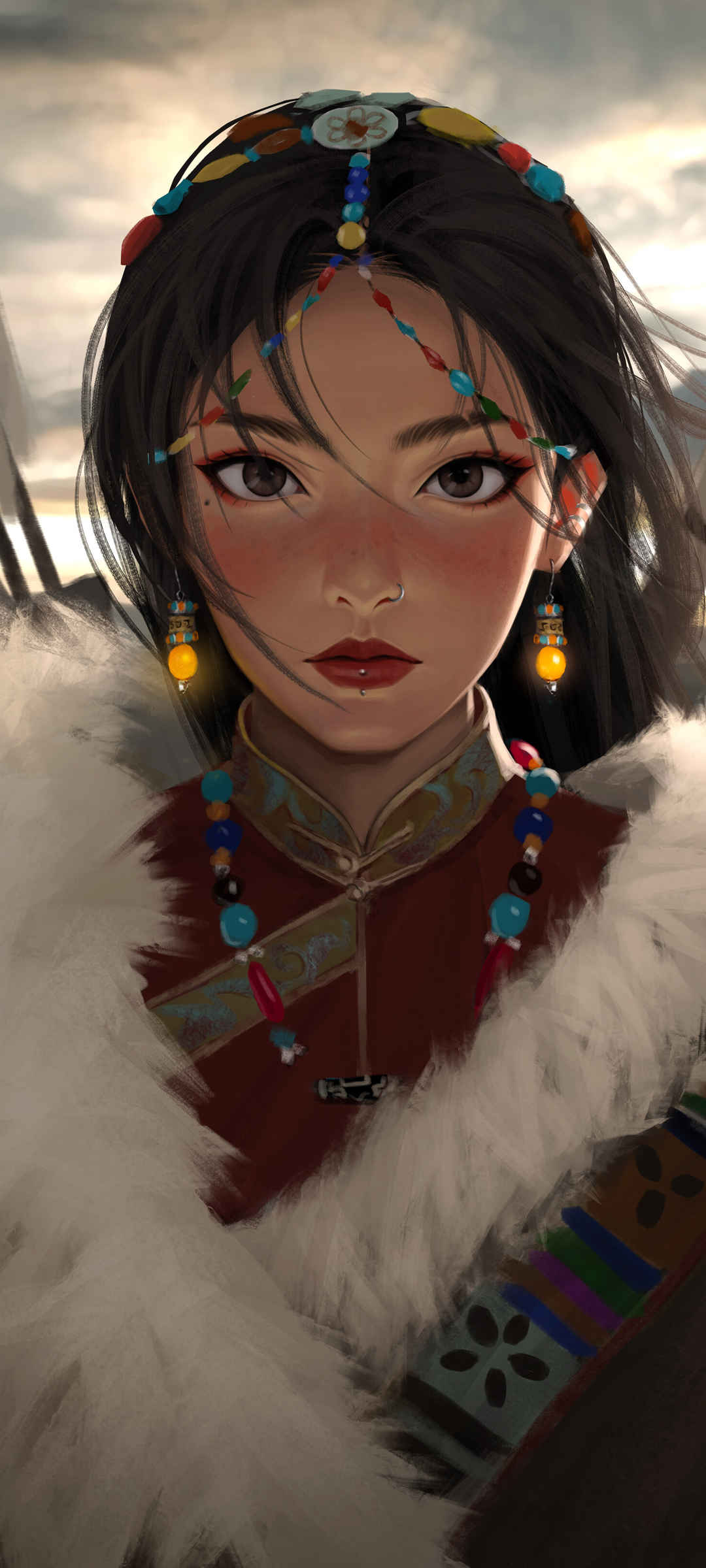 少数民族美女服饰头饰动漫壁纸-
